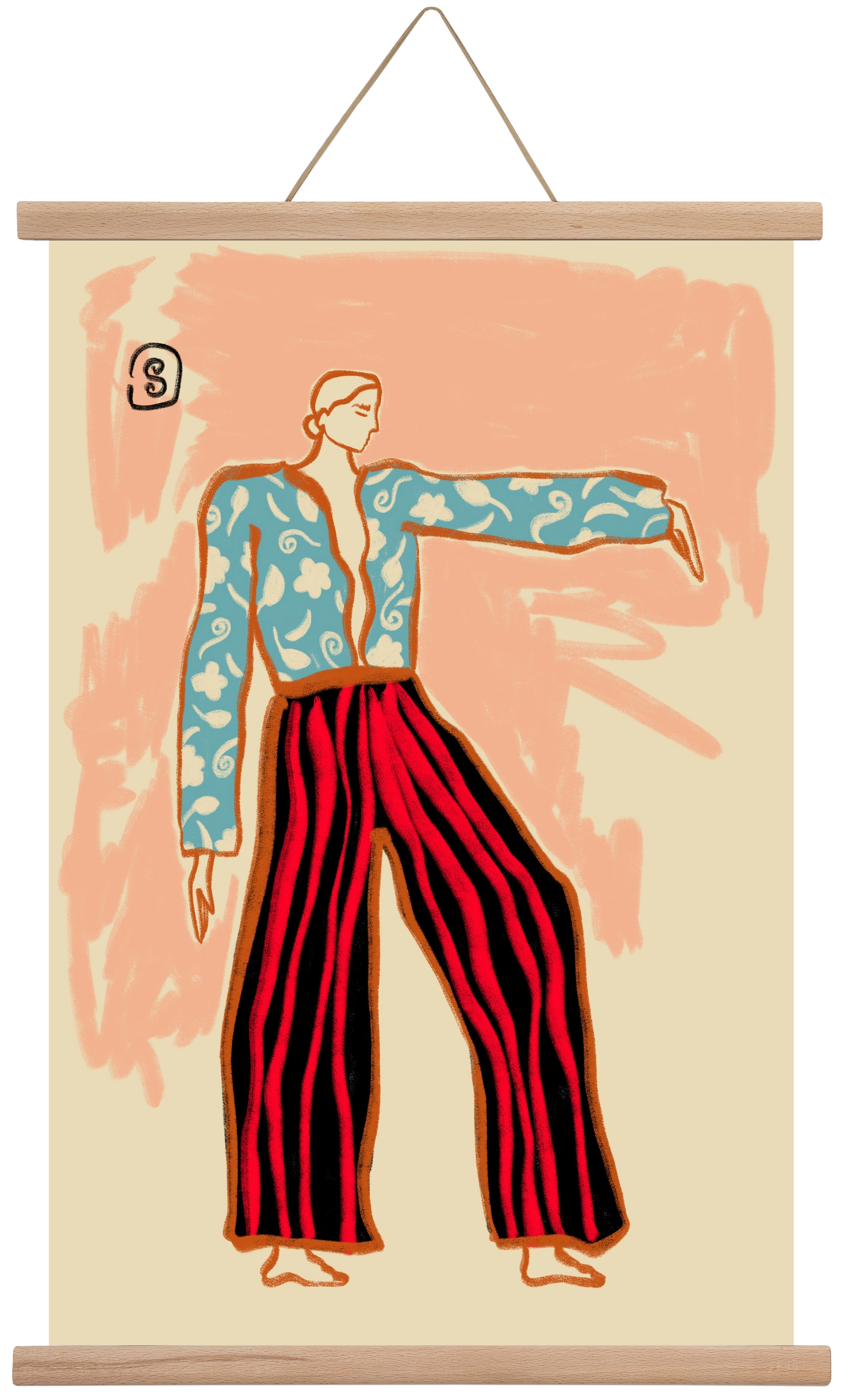 NEW YEAR DANCE, 40x60 cm (40x60 cm), Tölgy akasztó