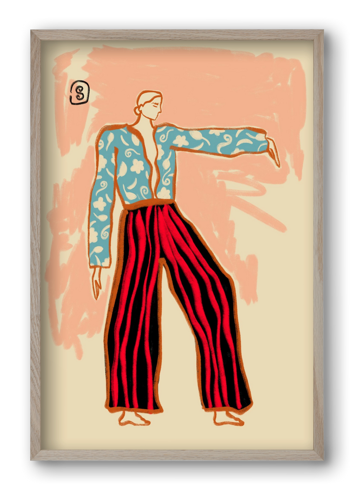 NEW YEAR DANCE, 40x60 cm (40x60 cm), Tölgy keret