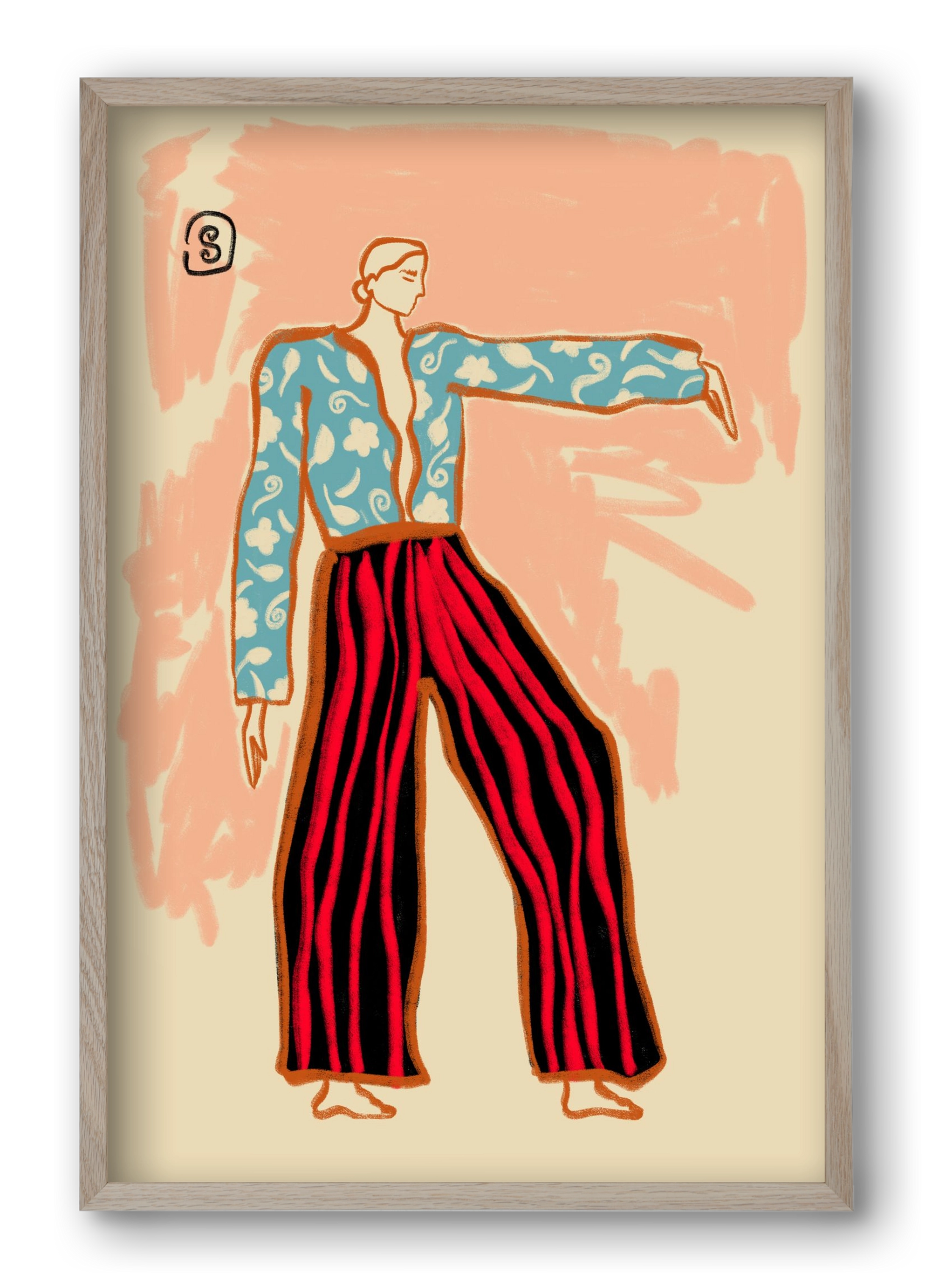 NEW YEAR DANCE, 40x60 cm (40x60 cm), Tölgy keret