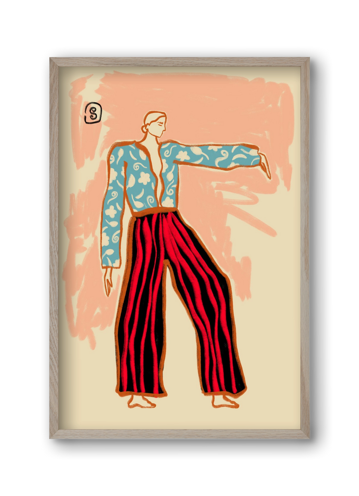 NEW YEAR DANCE, 30x45 cm (30x45 cm), Tölgy keret