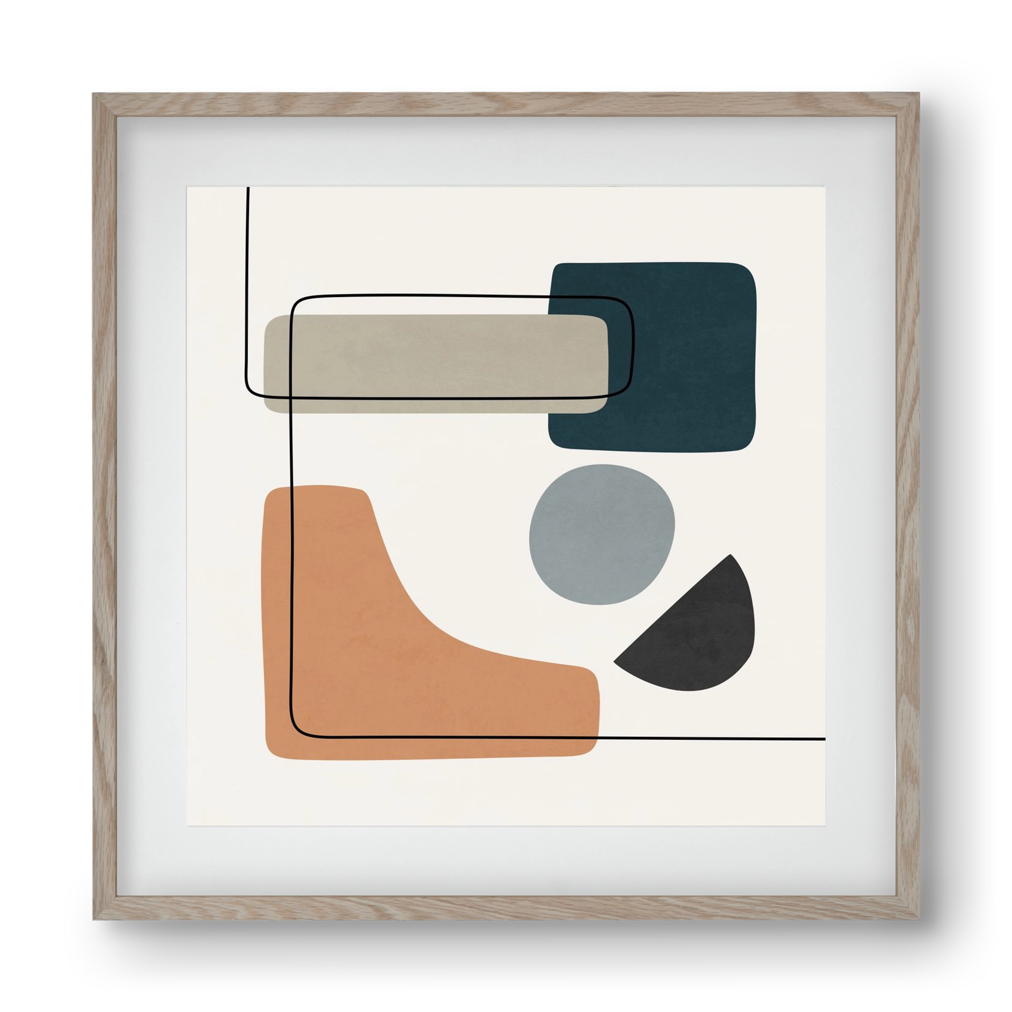 ABSTRACT SHAPES 7, 40x40 cm (30x30 cm), Tölgy keret, paszpartuval