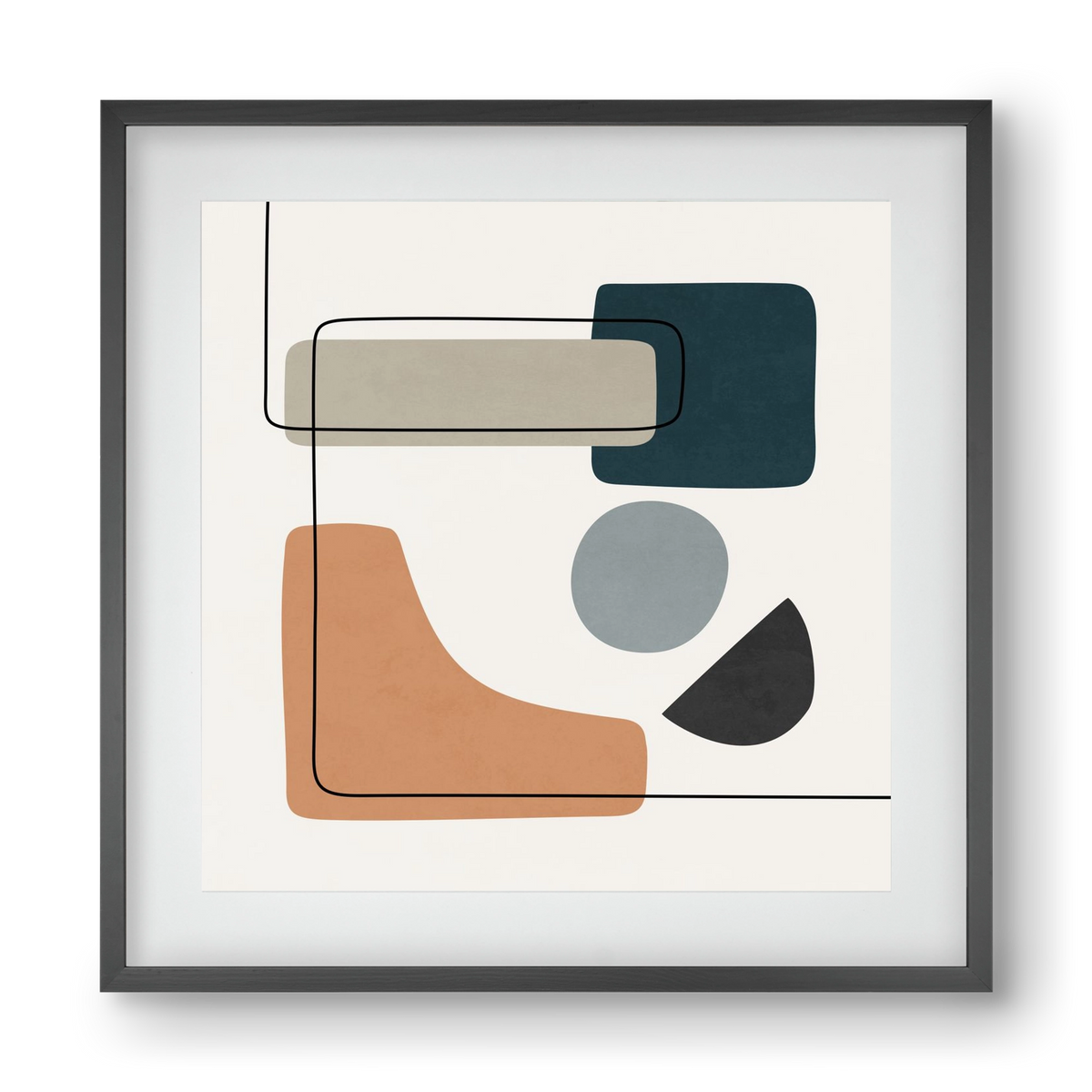 ABSTRACT SHAPES 7, 40x40 cm (30x30 cm), Fekete keret, paszpartuval