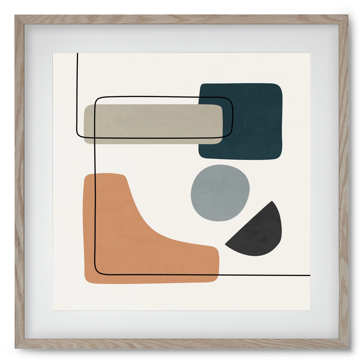 ABSTRACT SHAPES 7, 50x50 cm (40x40 cm), Tölgy keret, paszpartuval