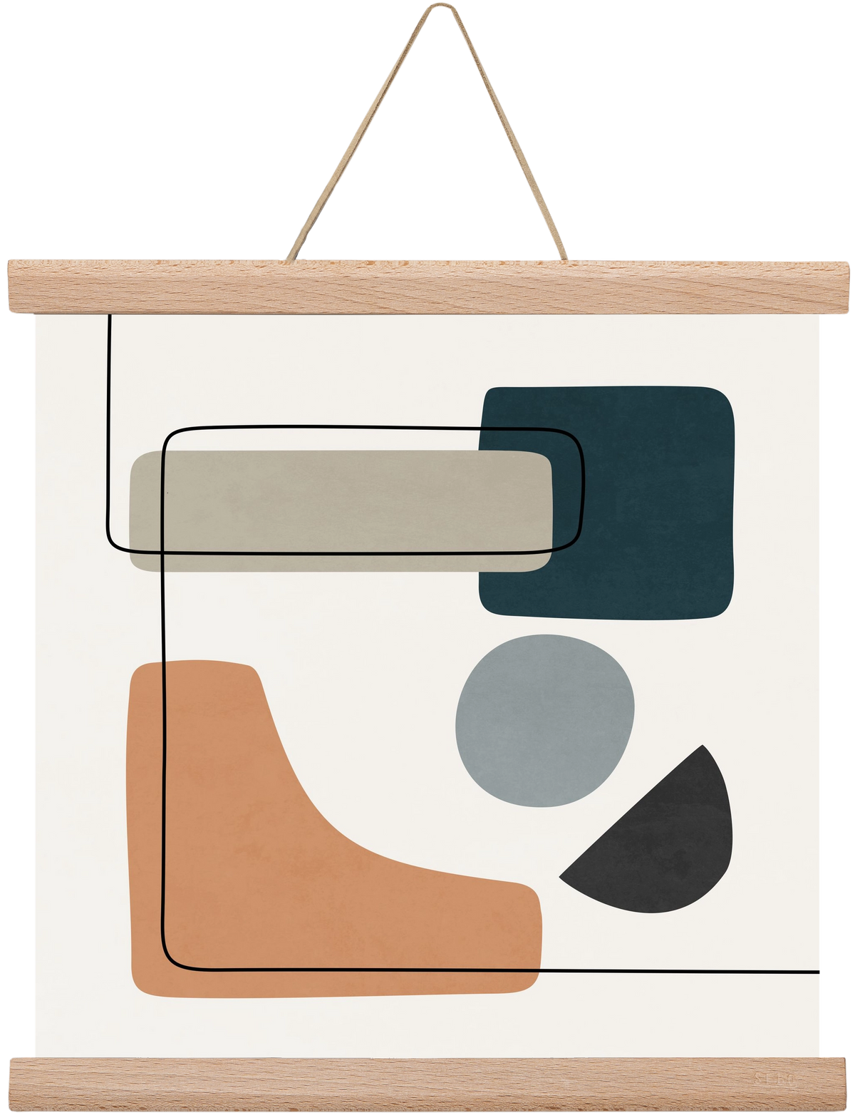 ABSTRACT SHAPES 7, 30x30 cm (30x30 cm), Tölgy akasztó