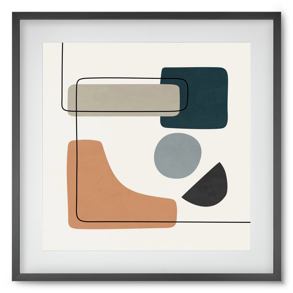 ABSTRACT SHAPES 7, 50x50 cm (40x40 cm), Fekete keret, paszpartuval