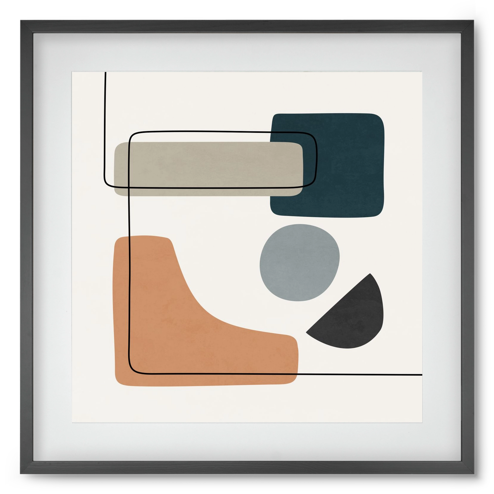 ABSTRACT SHAPES 7, 50x50 cm (40x40 cm), Fekete keret, paszpartuval