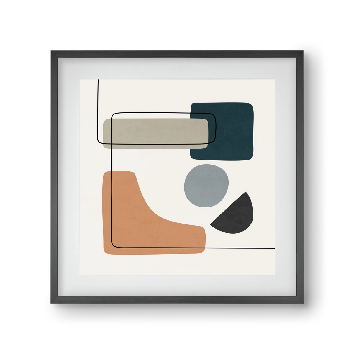 ABSTRACT SHAPES 7, 30x30 cm (20x20 cm), Fekete keret, paszpartuval