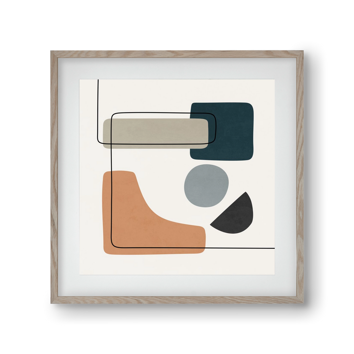 ABSTRACT SHAPES 7, 30x30 cm (20x20 cm), Tölgy keret, paszpartuval