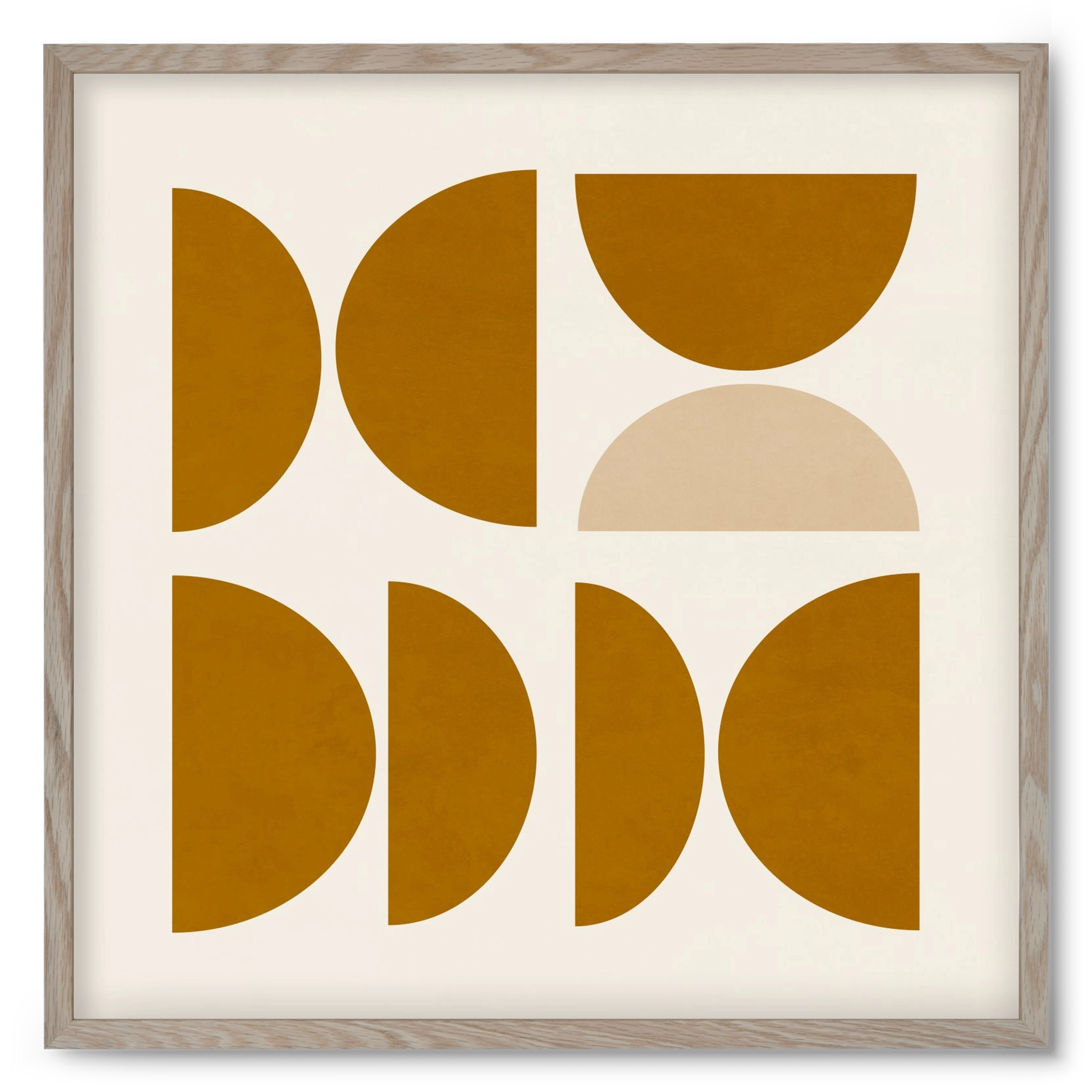 GEOMETRIC ART - YELLOW I, 50x50 cm (50x50 cm), Tölgy keret