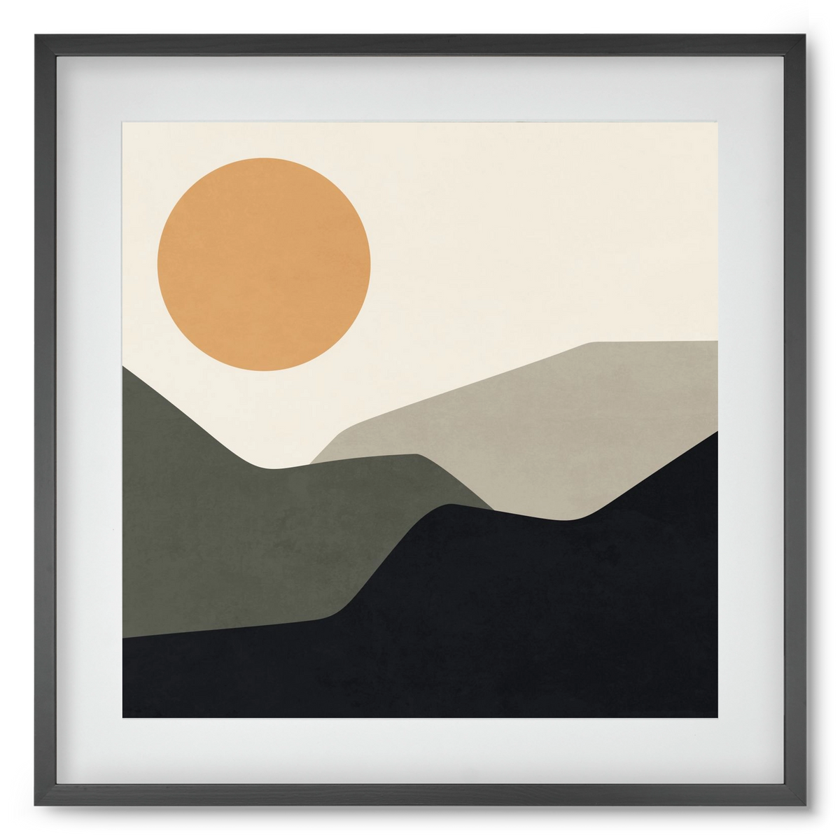 MINIMAL LANDSCAPE - 2, 50x50 cm (40x40 cm), Fekete keret, paszpartuval
