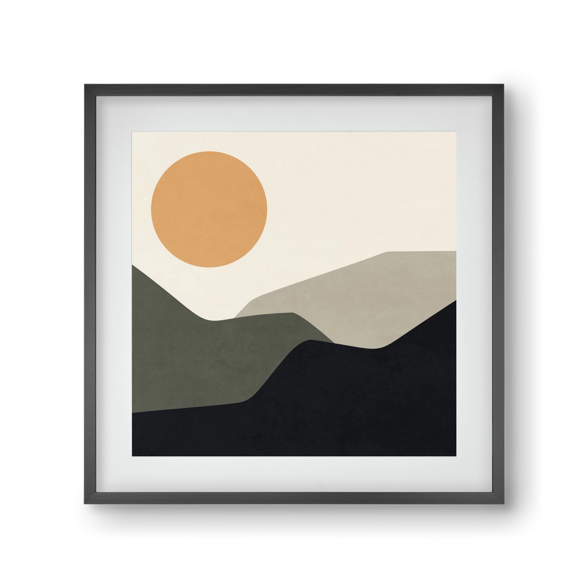 MINIMAL LANDSCAPE - 2, 30x30 cm (20x20 cm), Fekete keret, paszpartuval