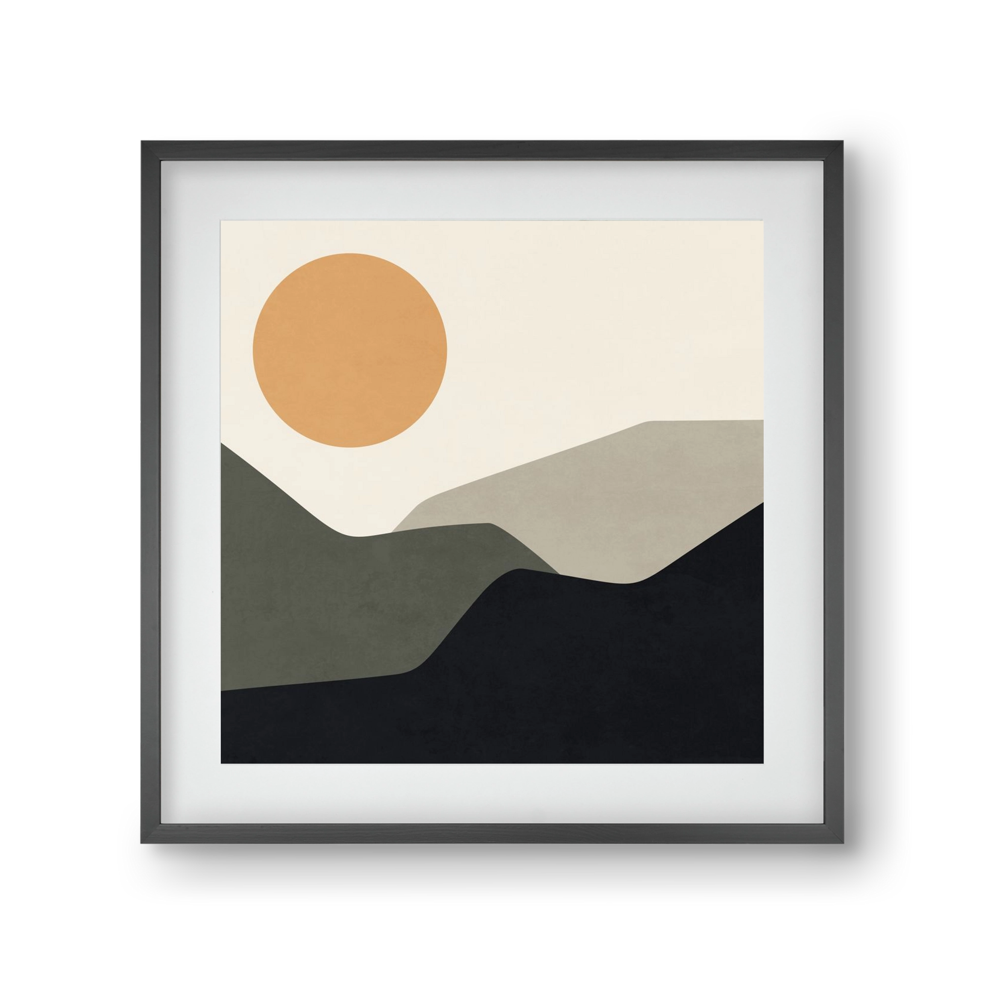 MINIMAL LANDSCAPE - 2, 30x30 cm (20x20 cm), Fekete keret, paszpartuval