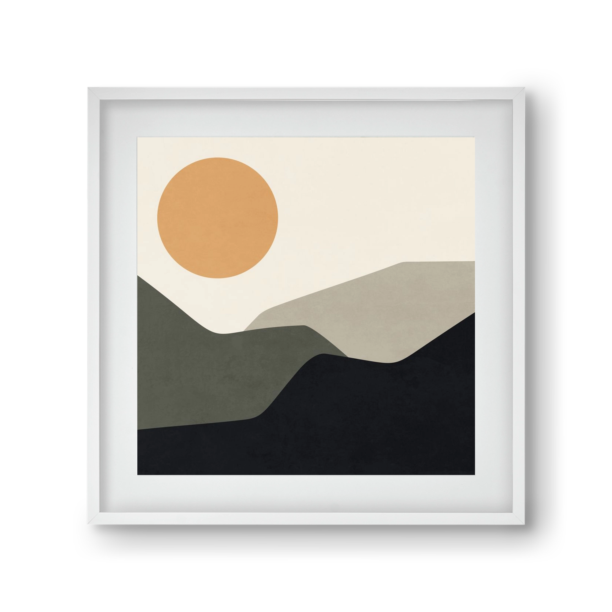 MINIMAL LANDSCAPE - 2, 30x30 cm (20x20 cm), Fehér keret, paszpartuval
