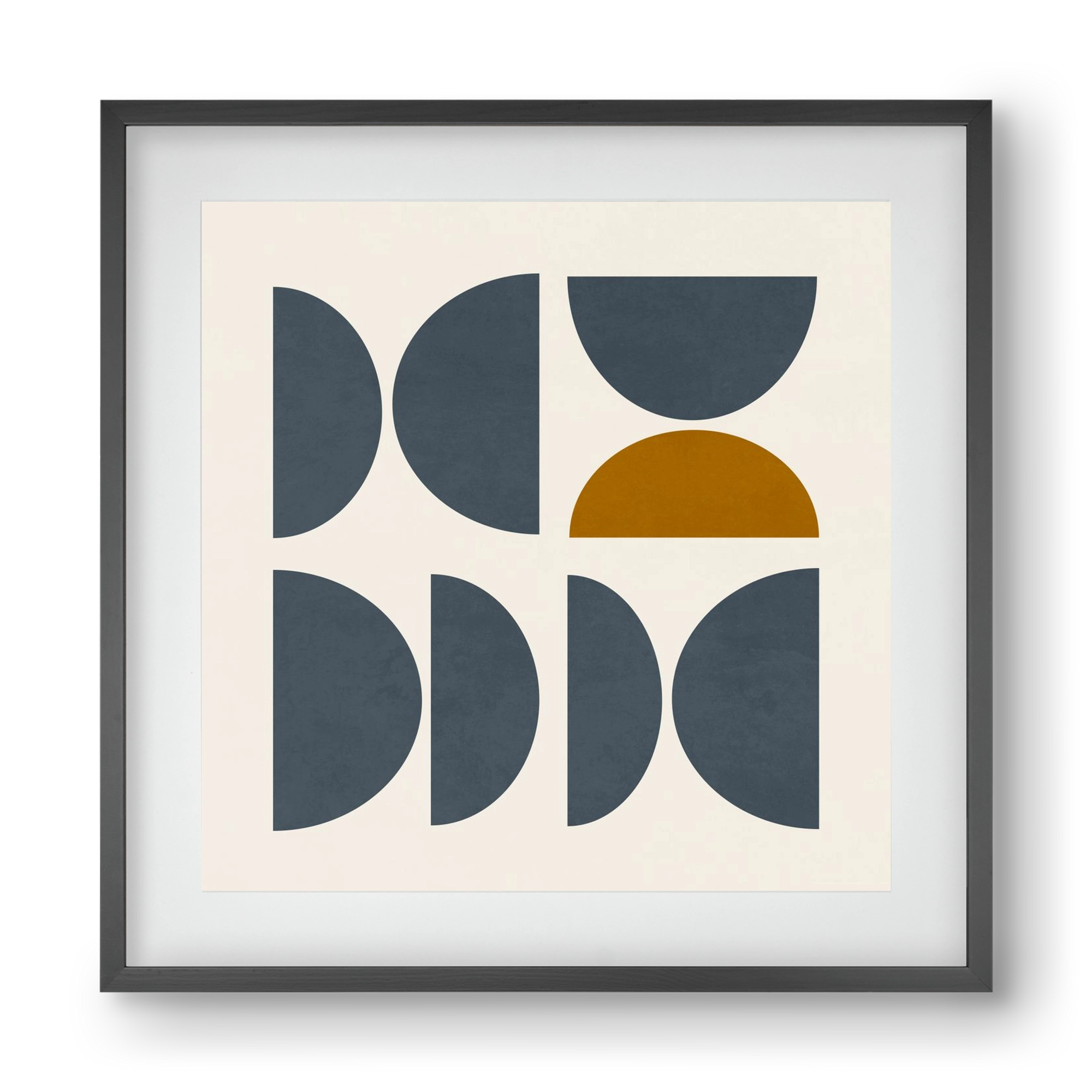 GEOMETRIC ART - BLUE I, 40x40 cm (30x30 cm), Fekete keret, paszpartuval