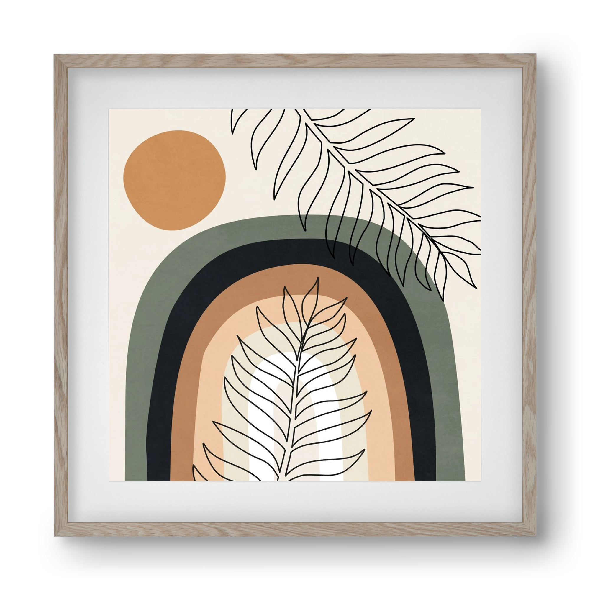 ORGANIC AND GEOMETRIC SHAPES 2, 40x40 cm (30x30 cm), Tölgy keret, paszpartuval