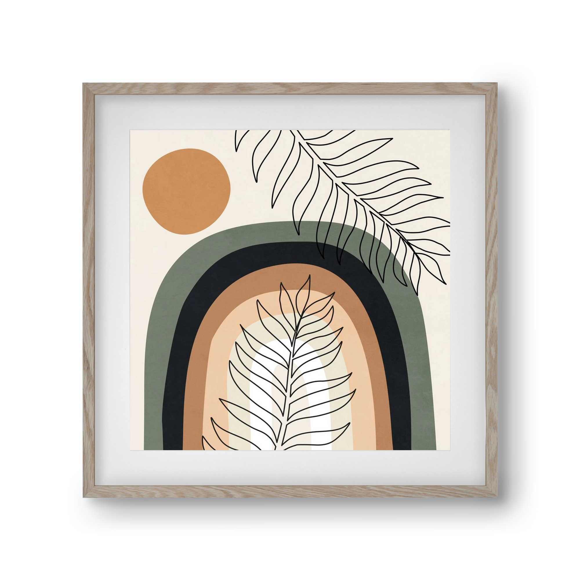 ORGANIC AND GEOMETRIC SHAPES 2, 30x30 cm (20x20 cm), Tölgy keret, paszpartuval