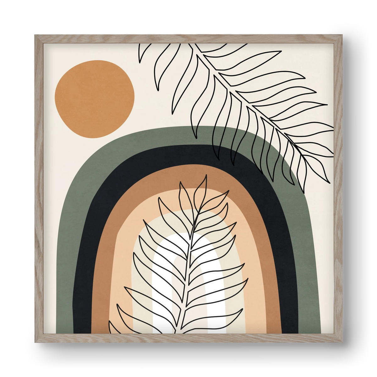 ORGANIC AND GEOMETRIC SHAPES 2, 40x40 cm (40x40 cm), Tölgy keret