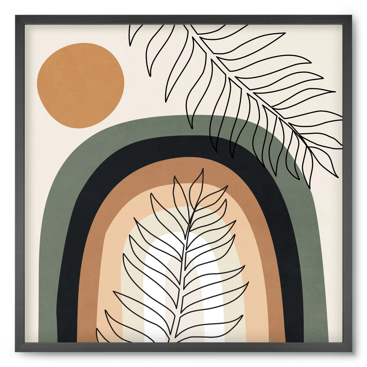 ORGANIC AND GEOMETRIC SHAPES 2, 50x50 cm (50x50 cm), Fekete keret