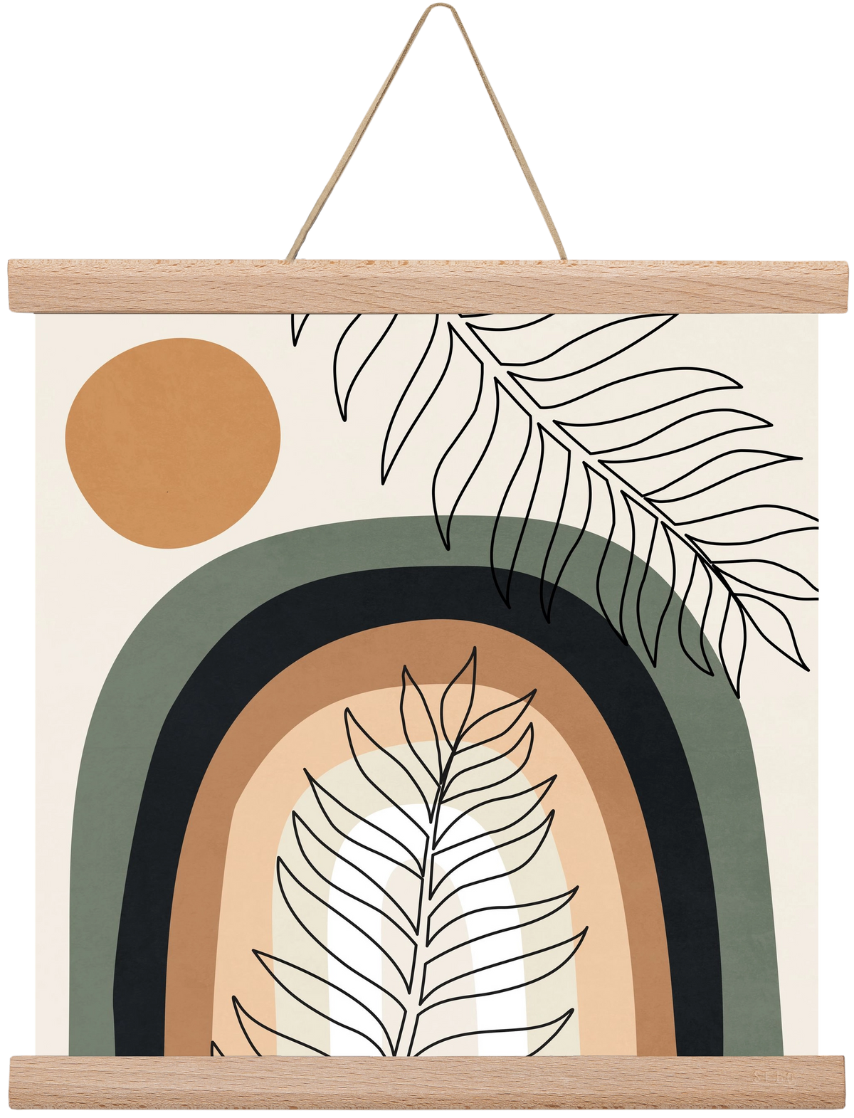 ORGANIC AND GEOMETRIC SHAPES 2, 30x30 cm (30x30 cm), Tölgy akasztó