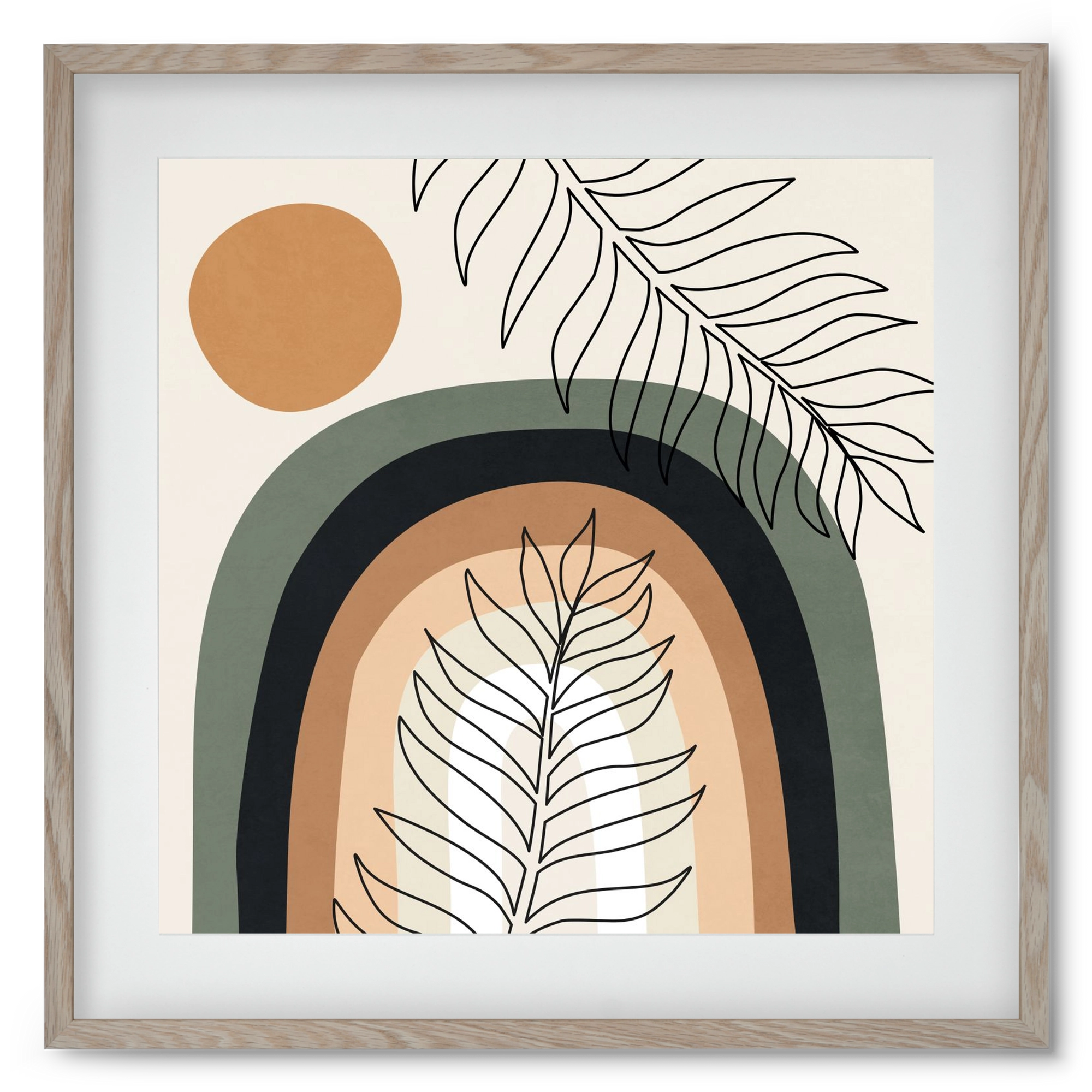 ORGANIC AND GEOMETRIC SHAPES 2, 50x50 cm (40x40 cm), Tölgy keret, paszpartuval