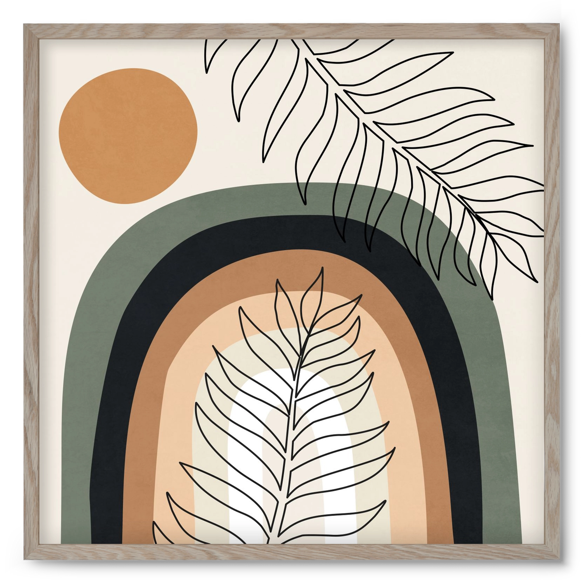 ORGANIC AND GEOMETRIC SHAPES 2, 50x50 cm (50x50 cm), Tölgy keret