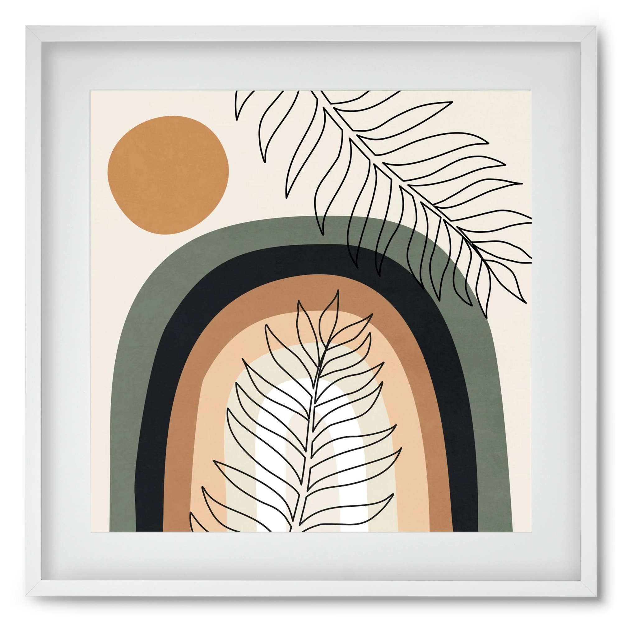 ORGANIC AND GEOMETRIC SHAPES 2, 50x50 cm (40x40 cm), Fehér keret, paszpartuval