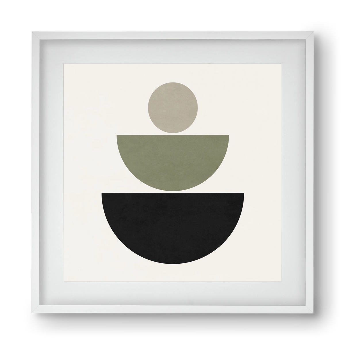 GEOMETRIC SHAPES  - GREEN AND BLACK, 40x40 cm (30x30 cm), Fehér keret, paszpartuval