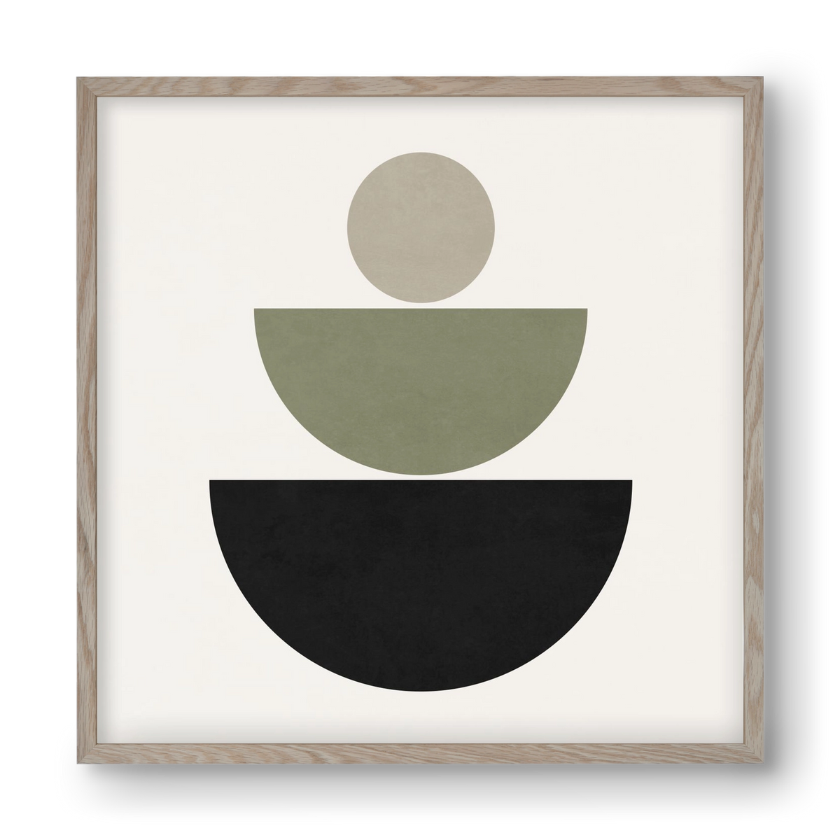 GEOMETRIC SHAPES  - GREEN AND BLACK, 40x40 cm (40x40 cm), Tölgy keret