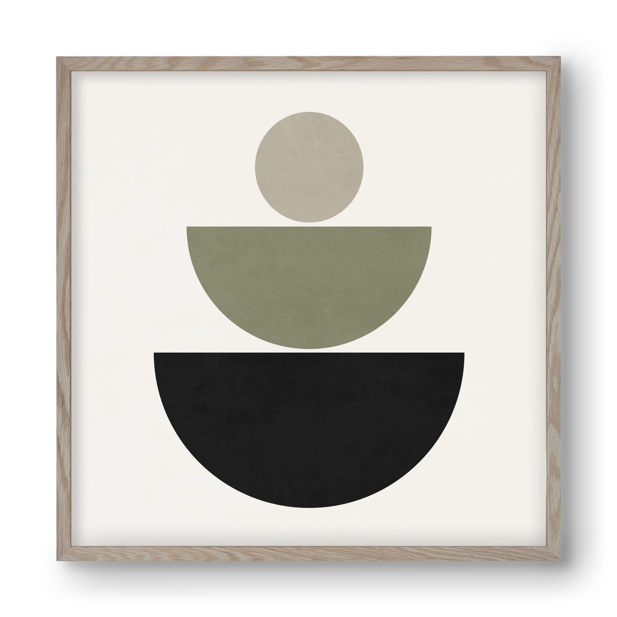 GEOMETRIC SHAPES  - GREEN AND BLACK, 40x40 cm (40x40 cm), Tölgy keret