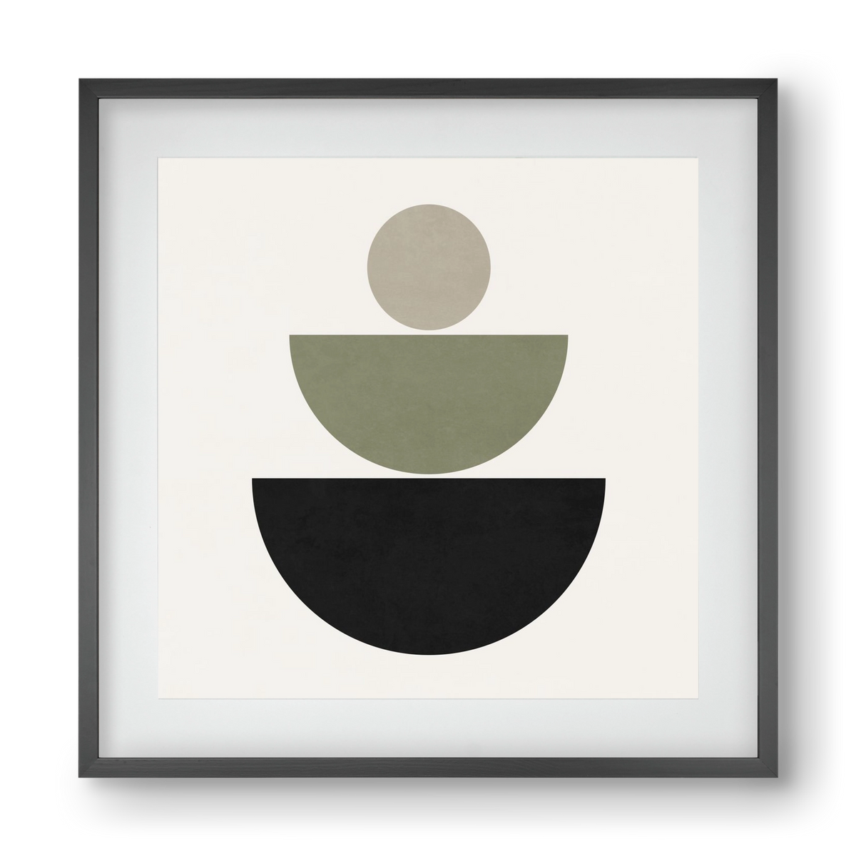 GEOMETRIC SHAPES  - GREEN AND BLACK, 40x40 cm (30x30 cm), Fekete keret, paszpartuval