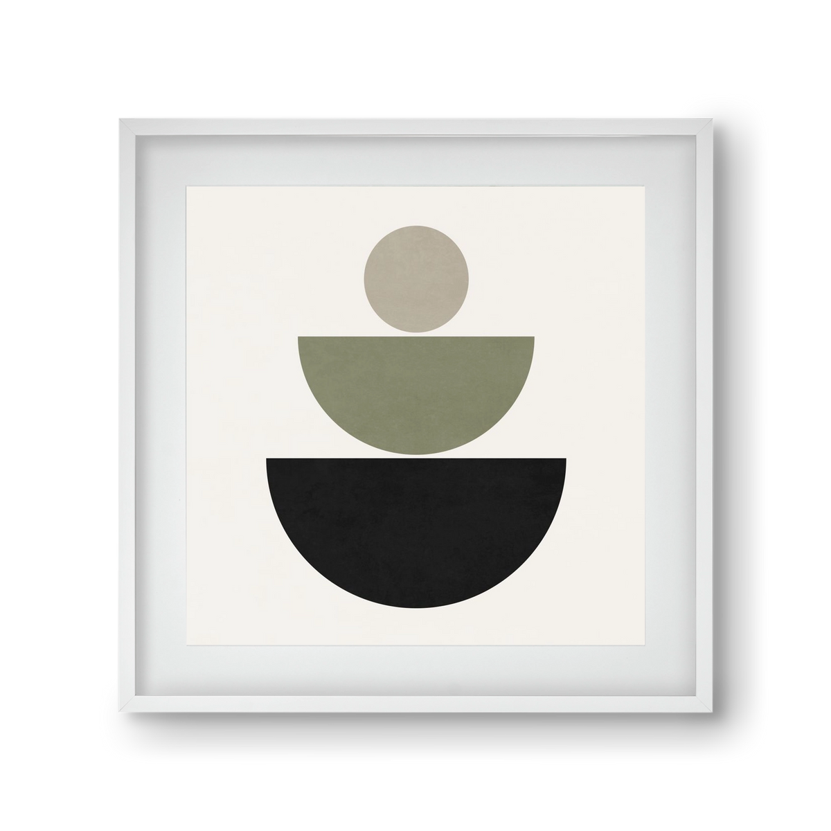 GEOMETRIC SHAPES  - GREEN AND BLACK, 30x30 cm (20x20 cm), Fehér keret, paszpartuval