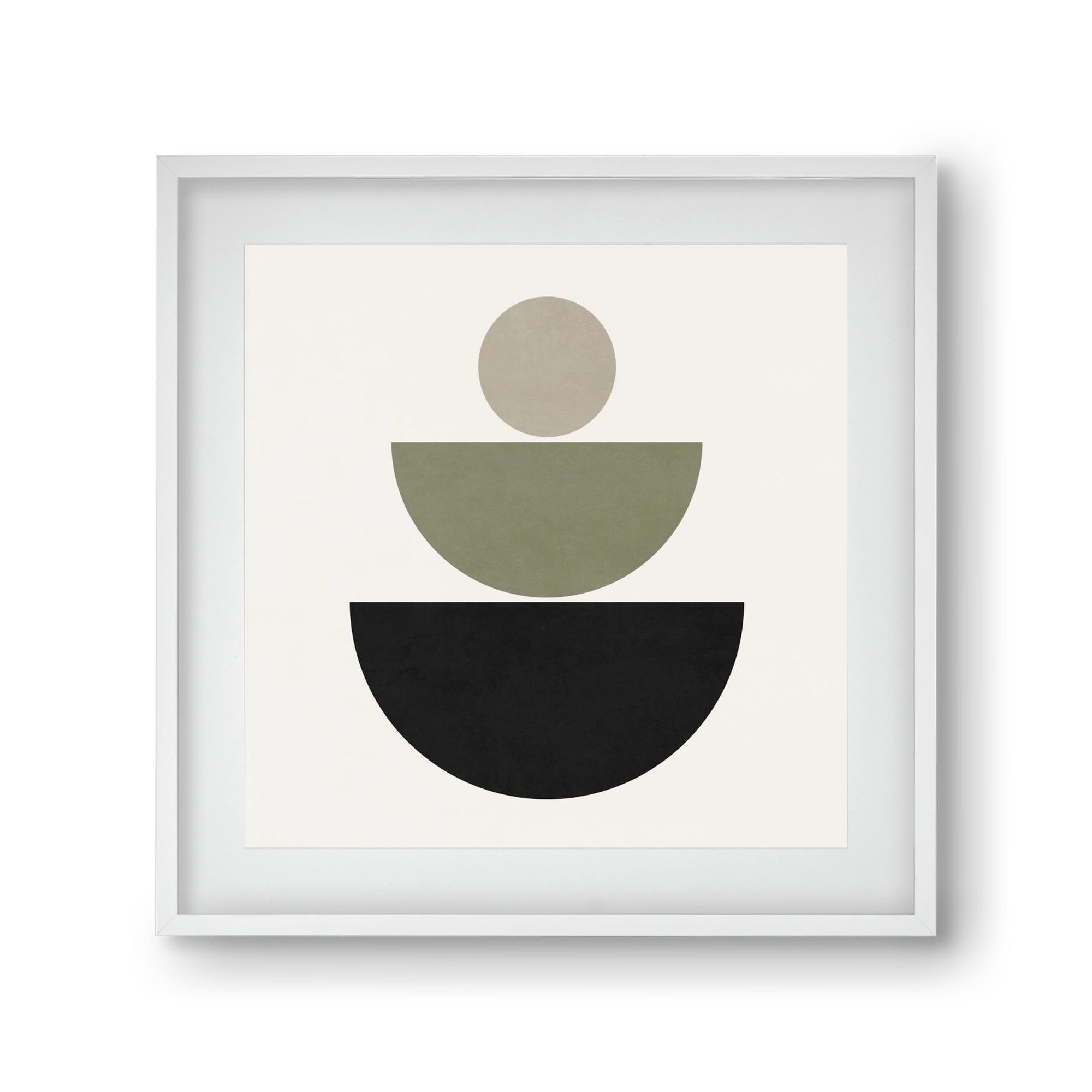 GEOMETRIC SHAPES  - GREEN AND BLACK, 30x30 cm (20x20 cm), Fehér keret, paszpartuval