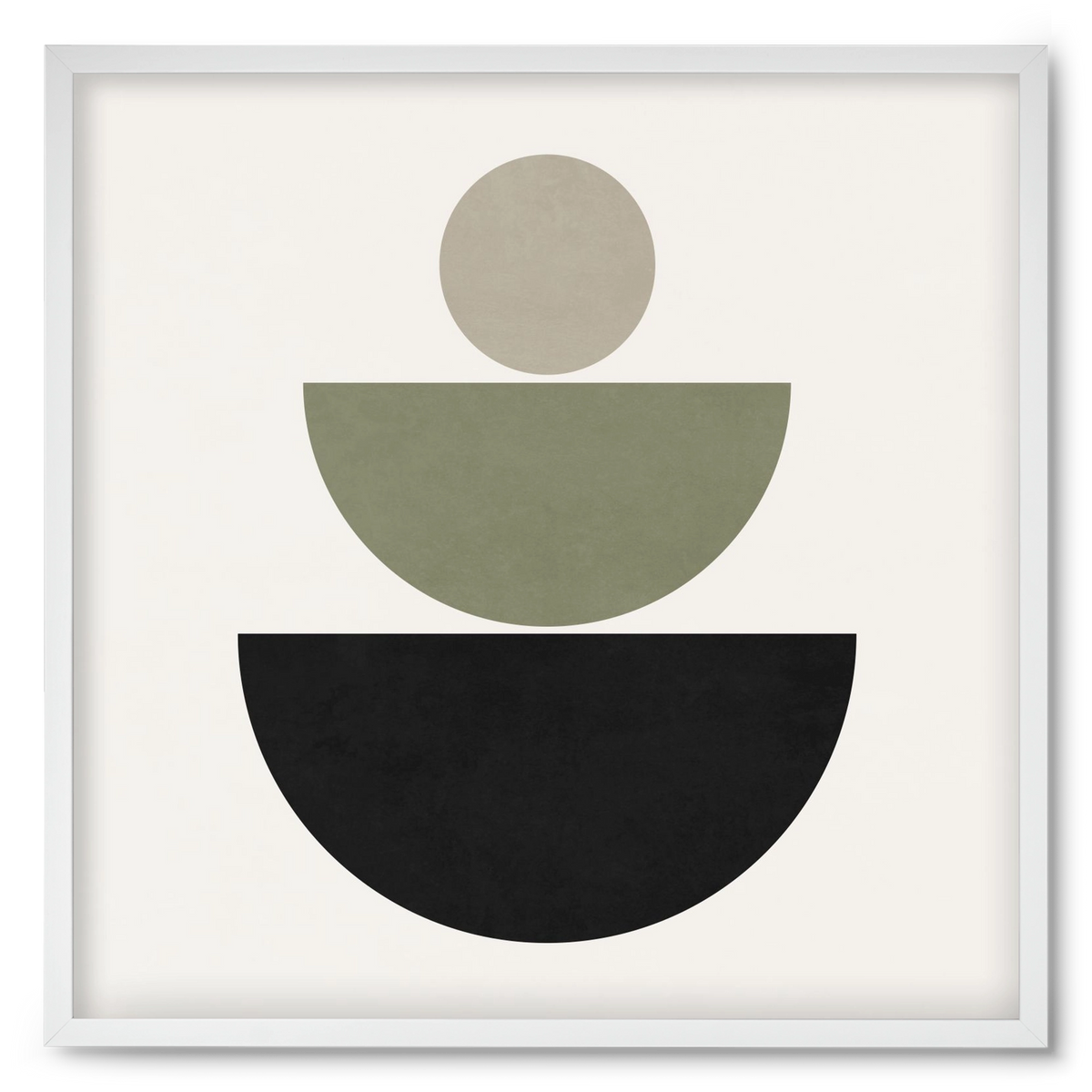 GEOMETRIC SHAPES  - GREEN AND BLACK, 50x50 cm (50x50 cm), Fehér keret