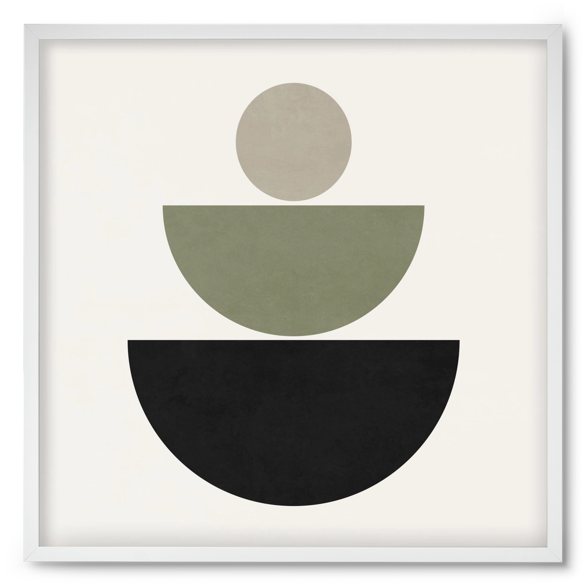 GEOMETRIC SHAPES  - GREEN AND BLACK, 50x50 cm (50x50 cm), Fehér keret