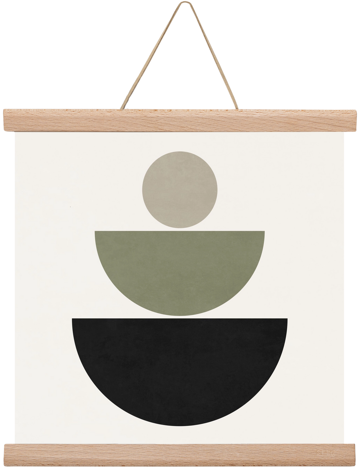 GEOMETRIC SHAPES  - GREEN AND BLACK, 30x30 cm (30x30 cm), Tölgy akasztó