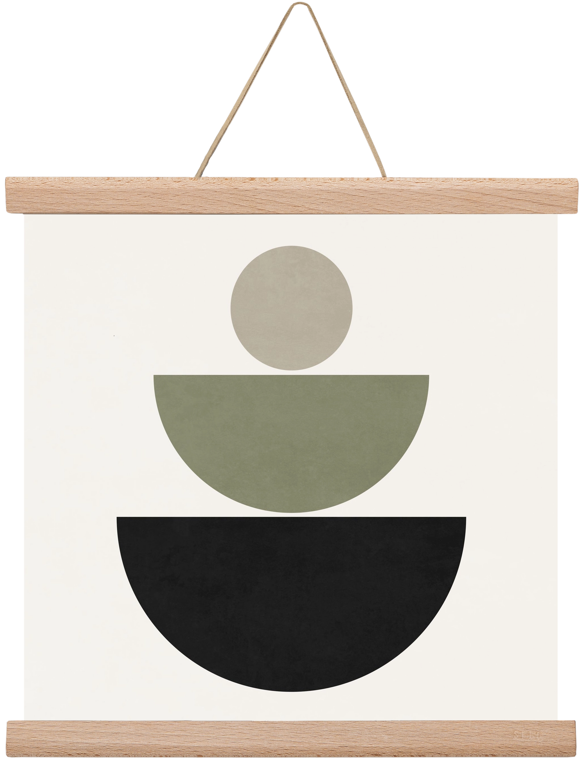 GEOMETRIC SHAPES  - GREEN AND BLACK, 30x30 cm (30x30 cm), Tölgy akasztó