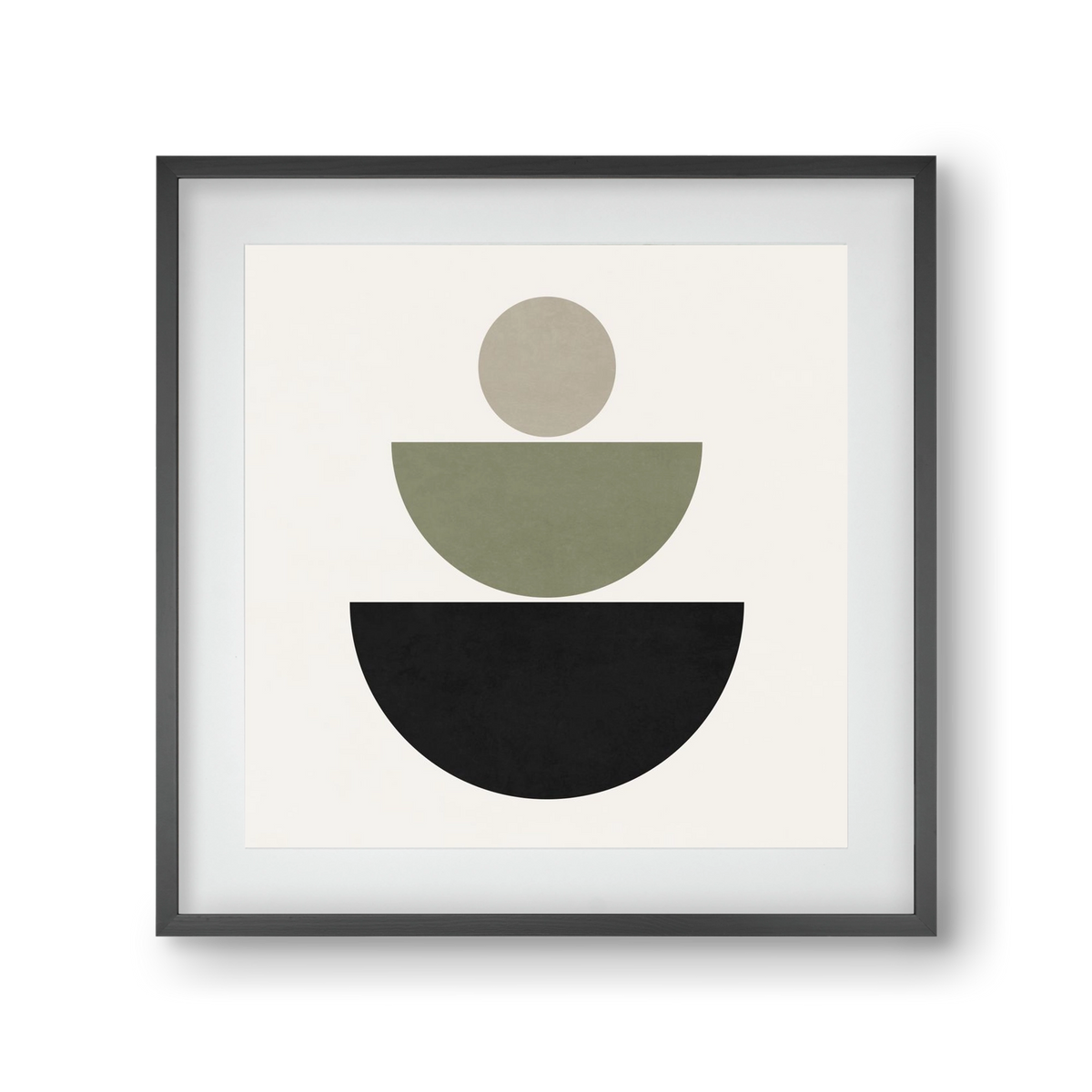 GEOMETRIC SHAPES  - GREEN AND BLACK, 30x30 cm (20x20 cm), Fekete keret, paszpartuval