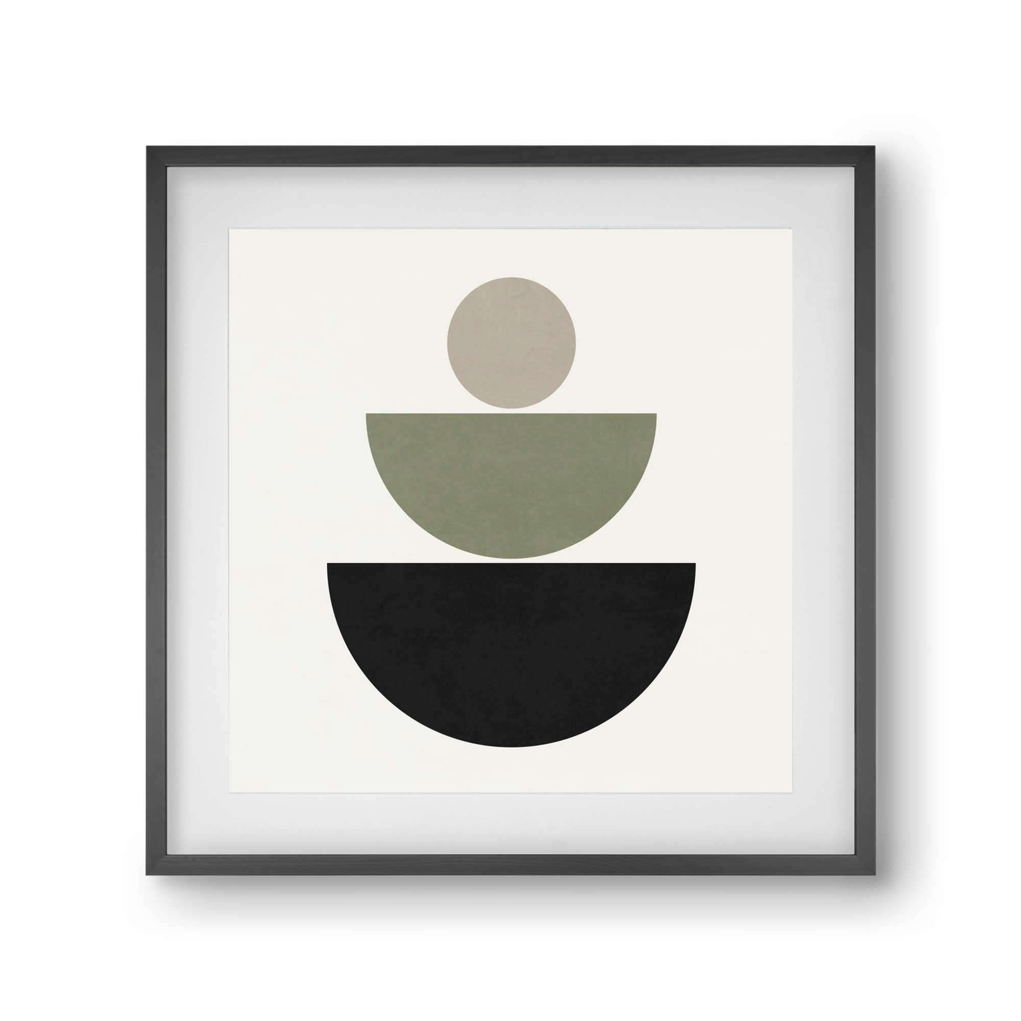 GEOMETRIC SHAPES  - GREEN AND BLACK, 30x30 cm (20x20 cm), Fekete keret, paszpartuval