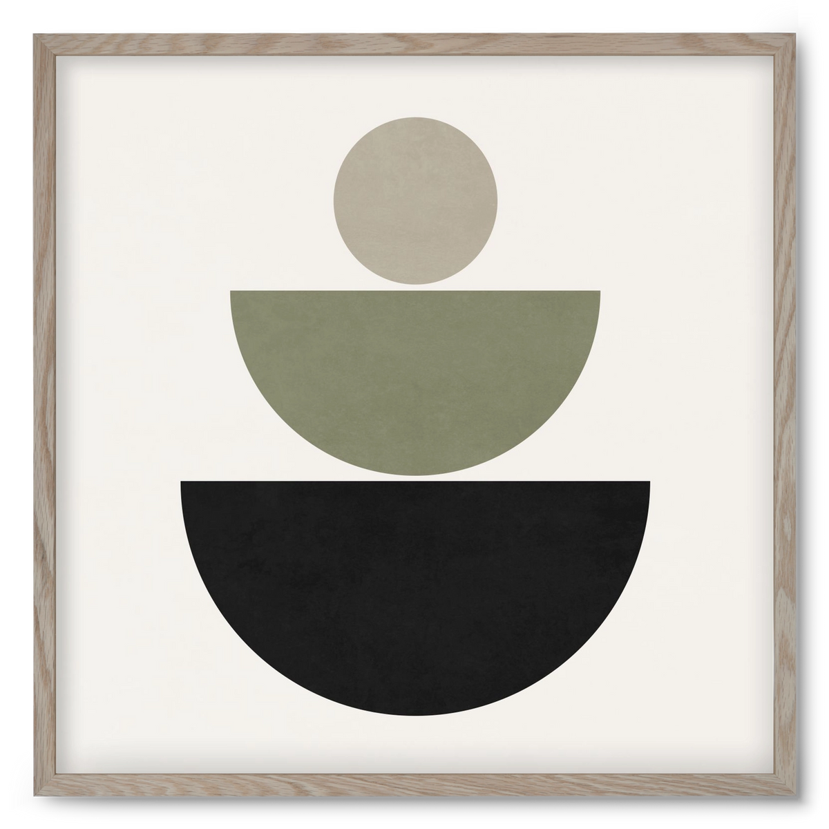 GEOMETRIC SHAPES  - GREEN AND BLACK, 50x50 cm (50x50 cm), Tölgy keret