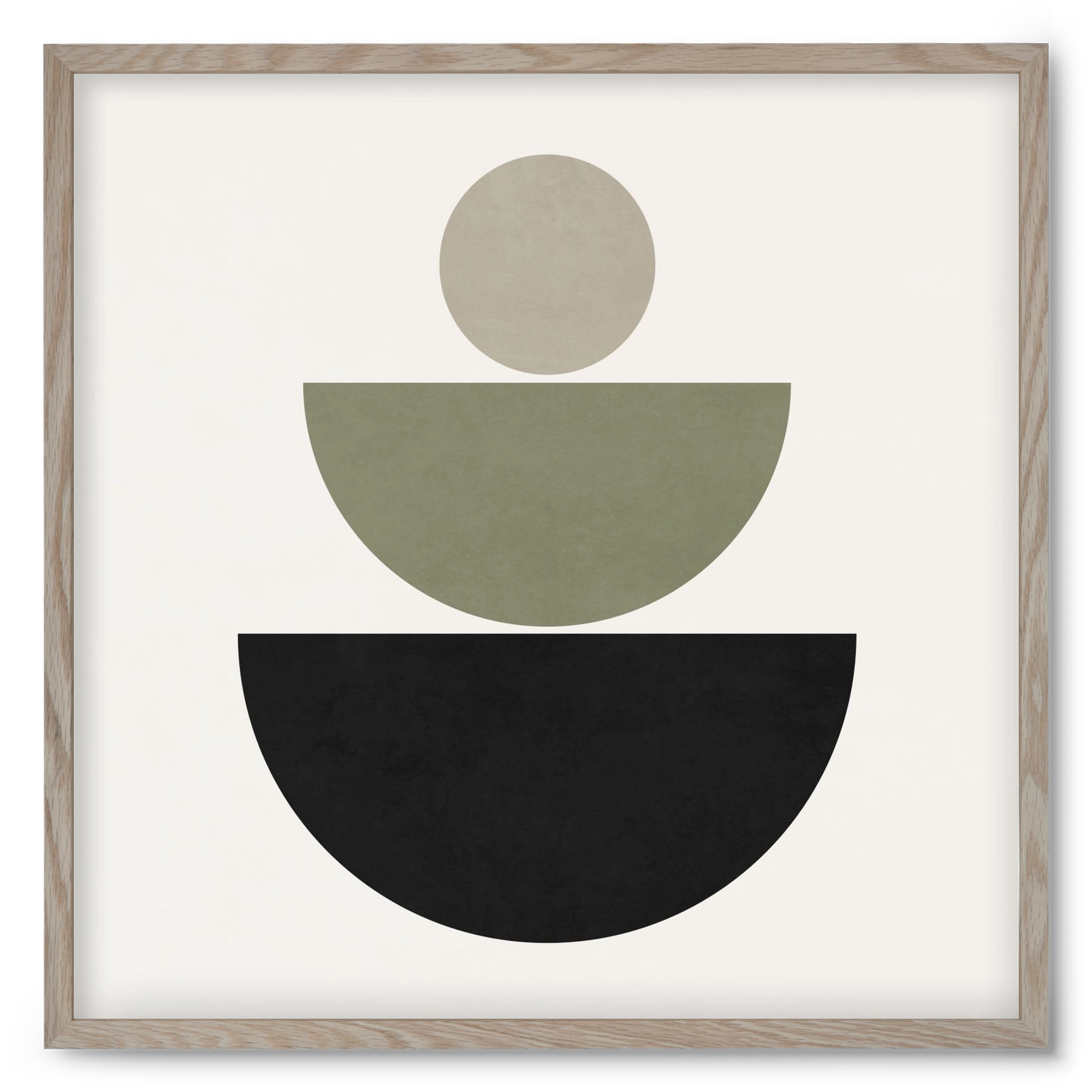 GEOMETRIC SHAPES  - GREEN AND BLACK, 50x50 cm (50x50 cm), Tölgy keret