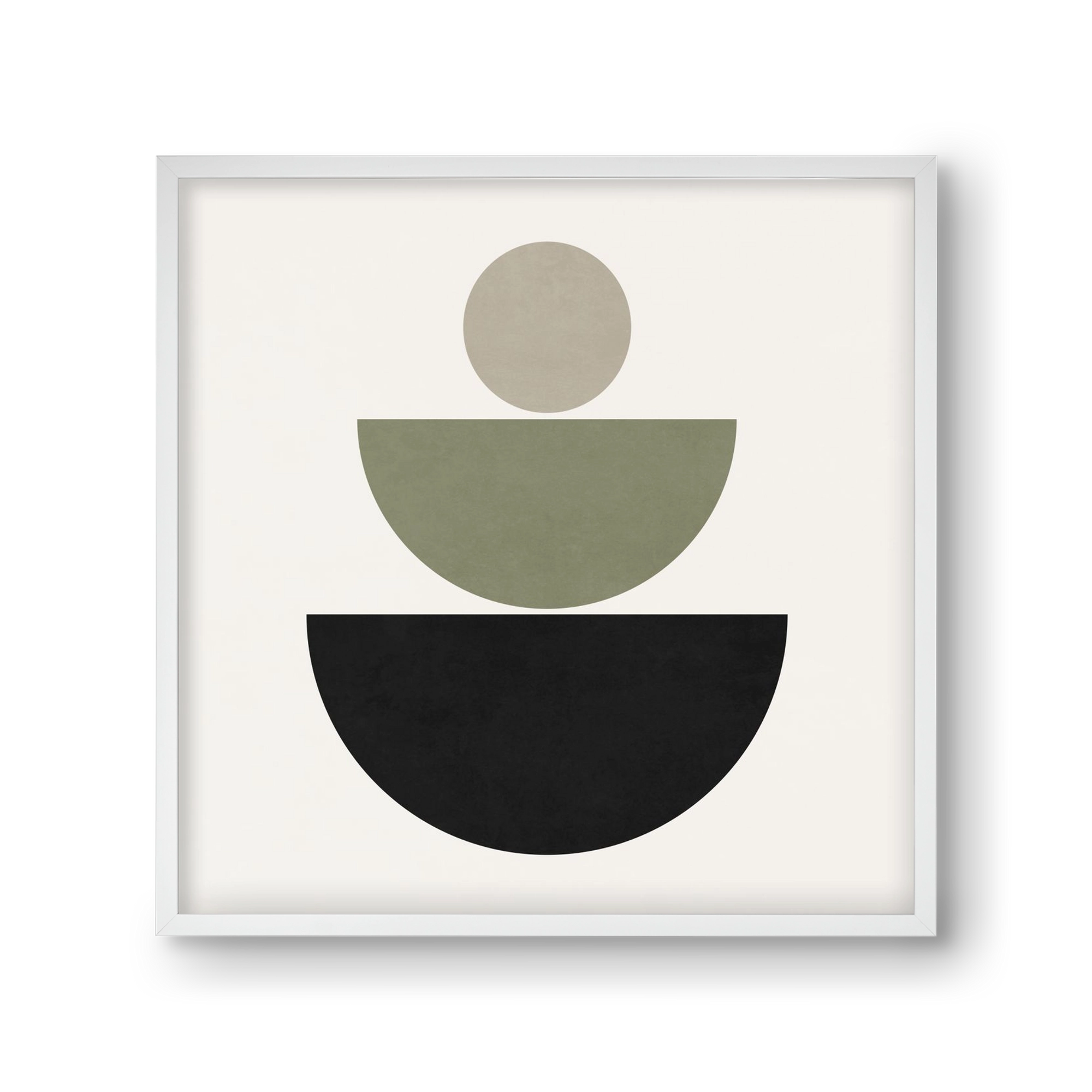 GEOMETRIC SHAPES  - GREEN AND BLACK, 30x30 cm (30x30 cm), Fehér keret