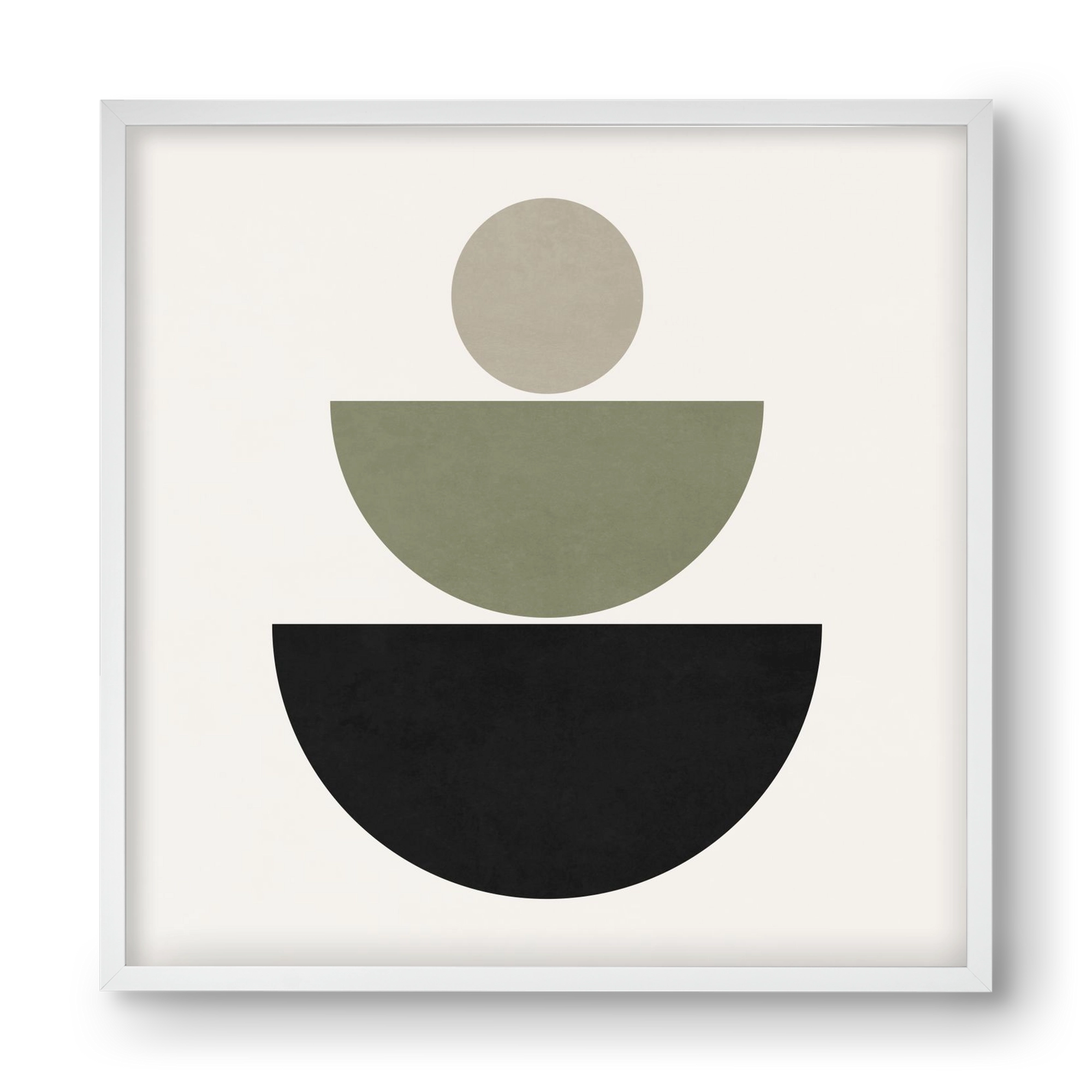 GEOMETRIC SHAPES  - GREEN AND BLACK, 40x40 cm (40x40 cm), Fehér keret