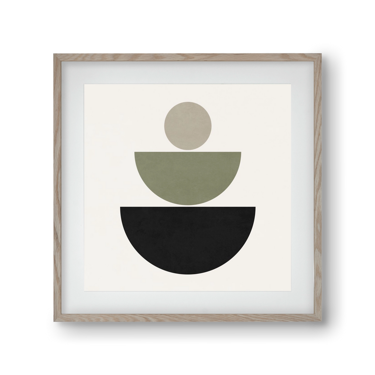 GEOMETRIC SHAPES  - GREEN AND BLACK, 30x30 cm (20x20 cm), Tölgy keret, paszpartuval