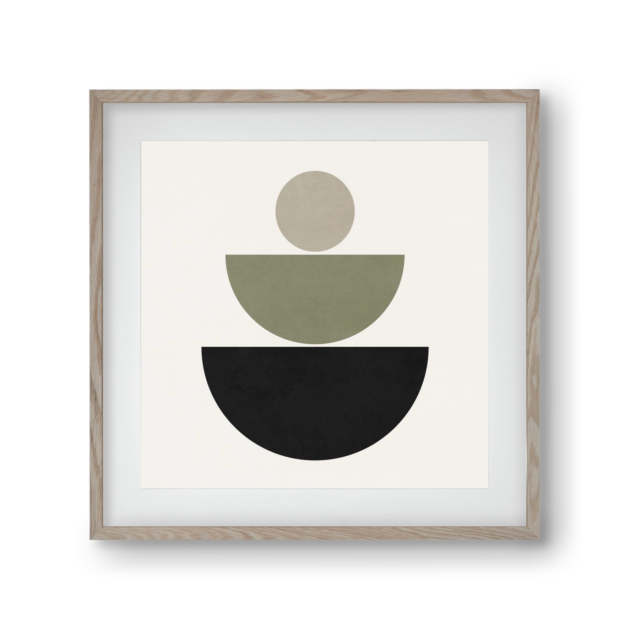 GEOMETRIC SHAPES  - GREEN AND BLACK, 30x30 cm (20x20 cm), Tölgy keret, paszpartuval