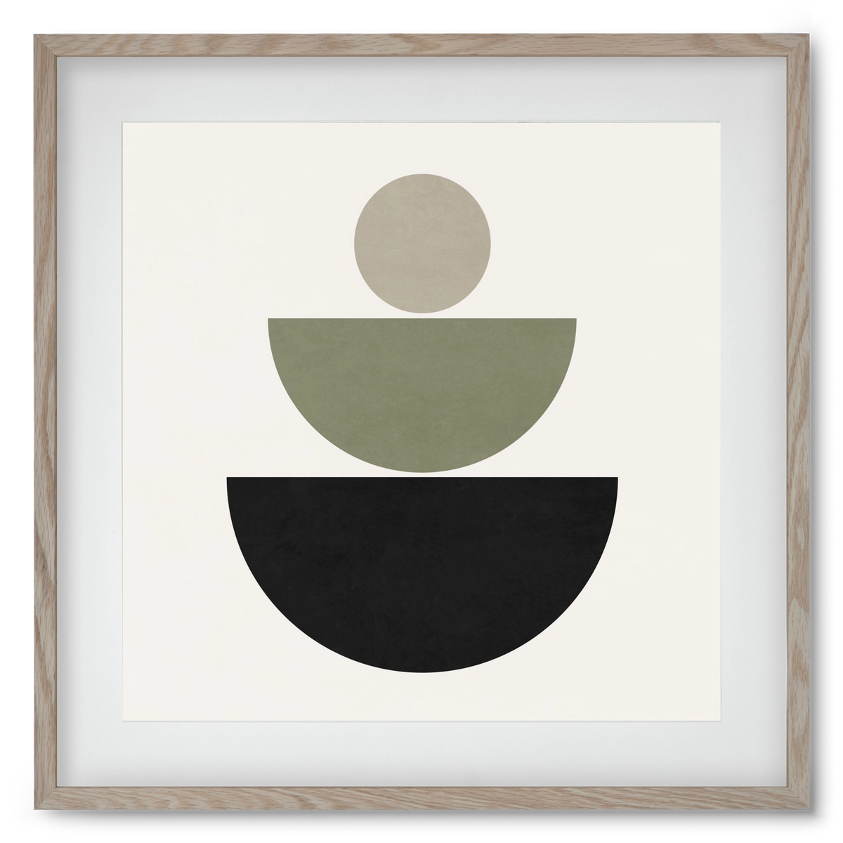 GEOMETRIC SHAPES  - GREEN AND BLACK, 50x50 cm (40x40 cm), Tölgy keret, paszpartuval