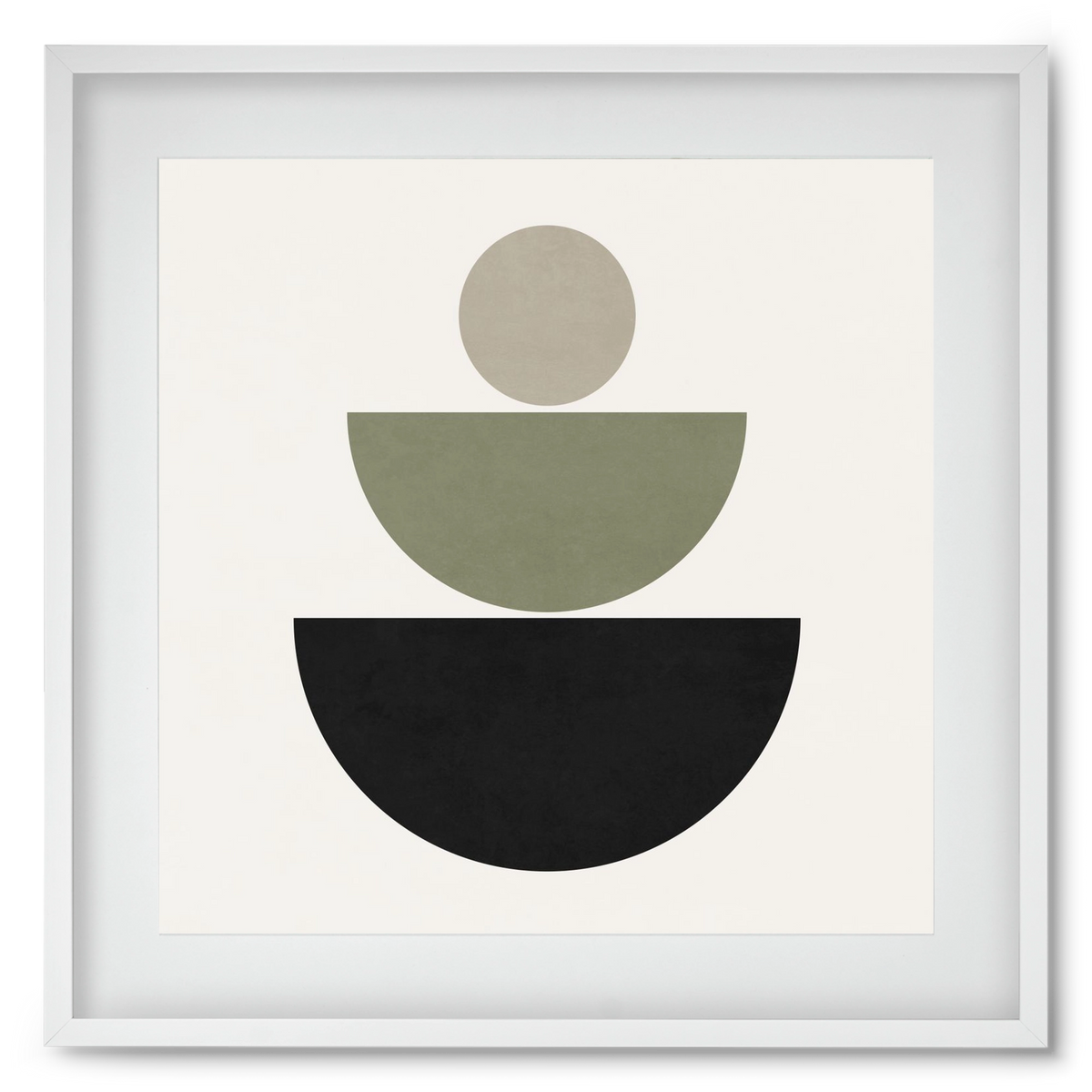 GEOMETRIC SHAPES  - GREEN AND BLACK, 50x50 cm (40x40 cm), Fehér keret, paszpartuval