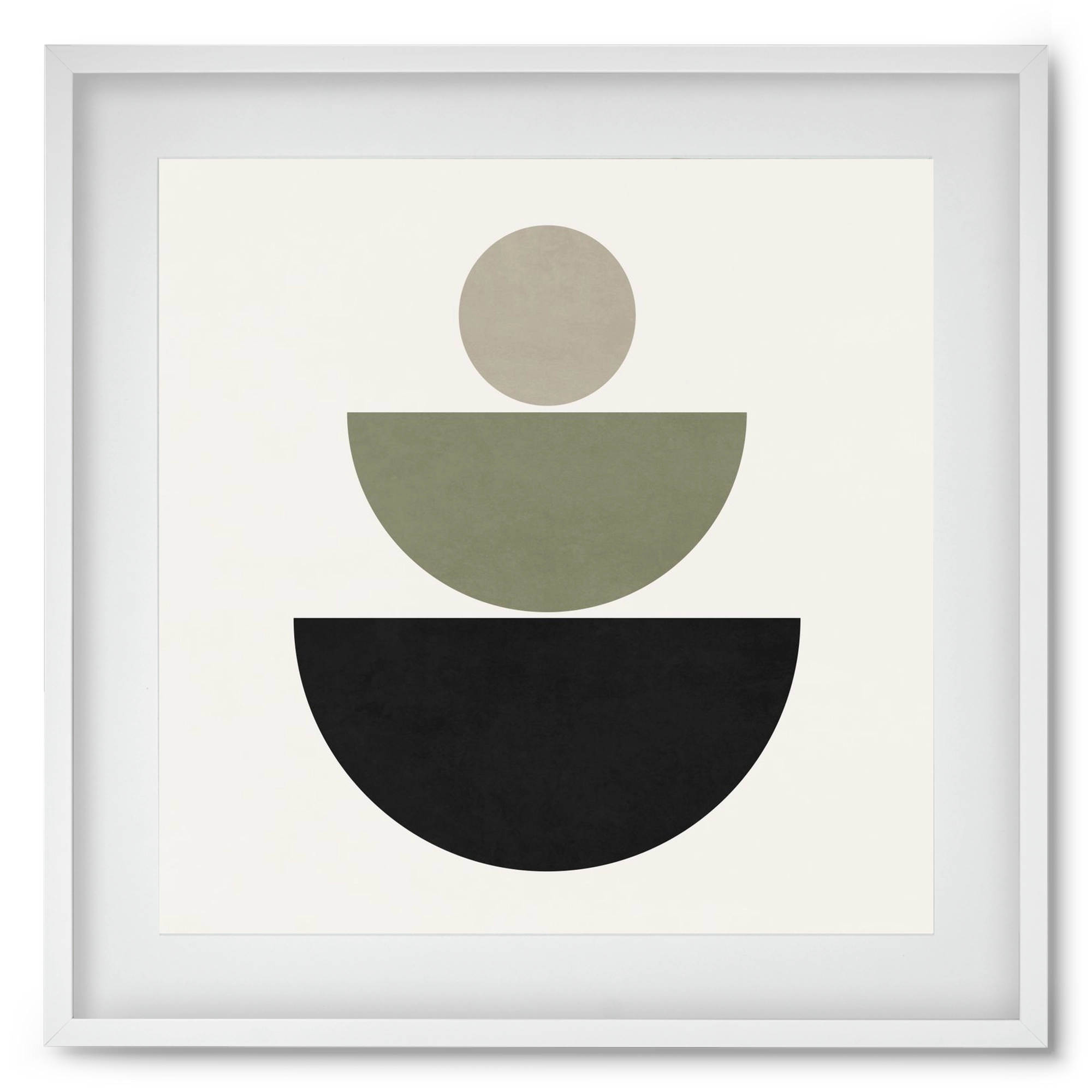 GEOMETRIC SHAPES  - GREEN AND BLACK, 50x50 cm (40x40 cm), Fehér keret, paszpartuval