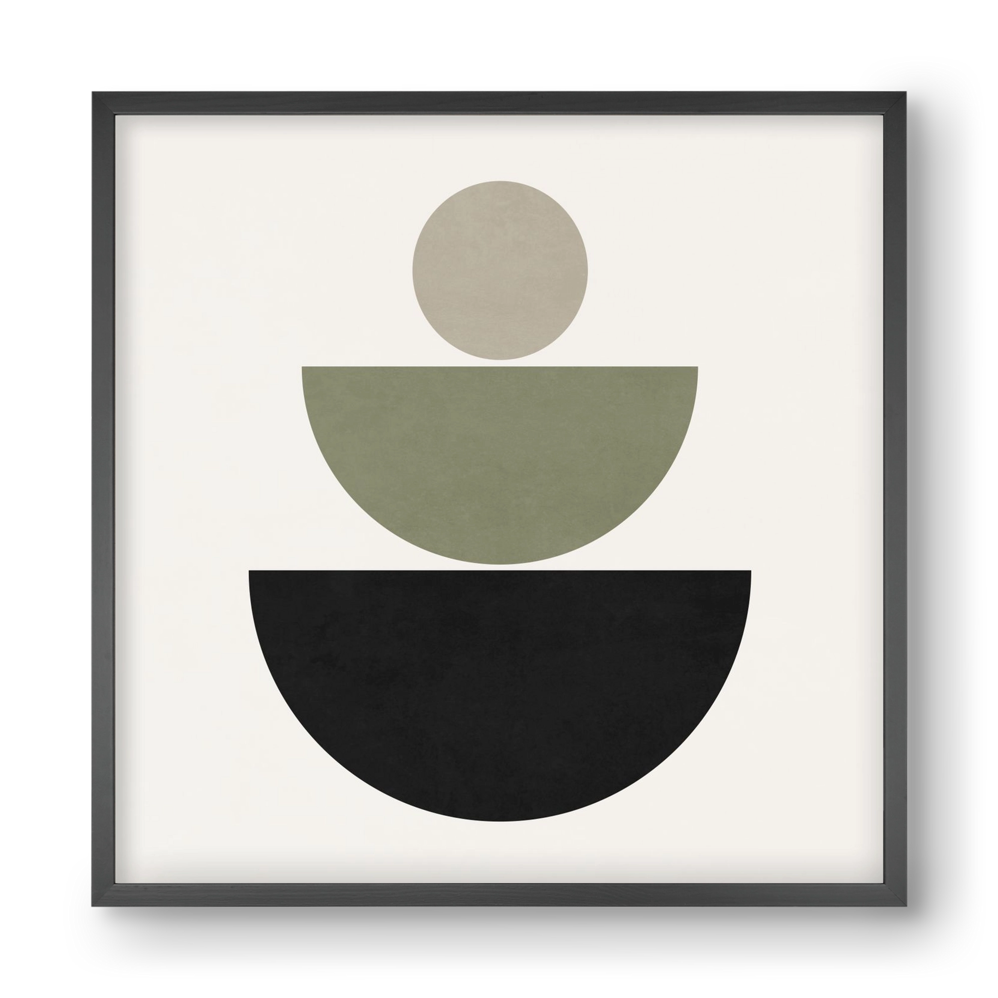 GEOMETRIC SHAPES  - GREEN AND BLACK, 40x40 cm (40x40 cm), Fekete keret