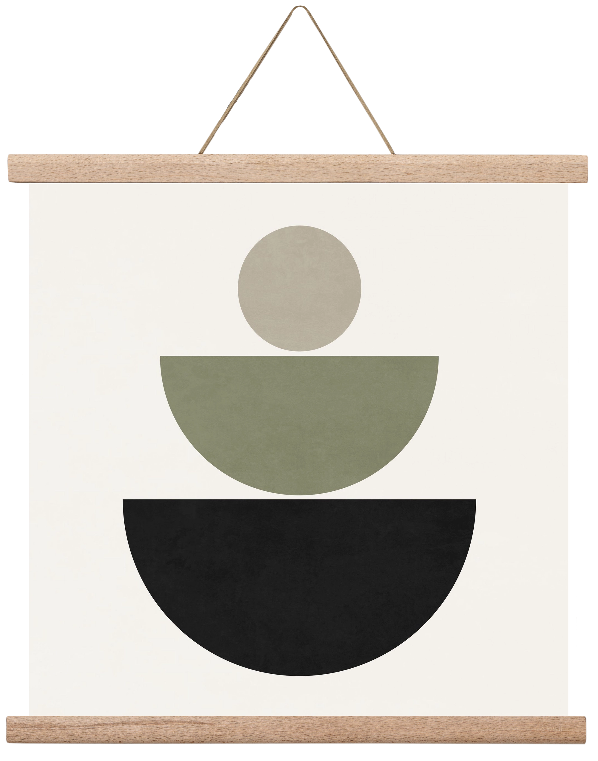 GEOMETRIC SHAPES  - GREEN AND BLACK, 40x40 cm (40x40 cm), Tölgy akasztó