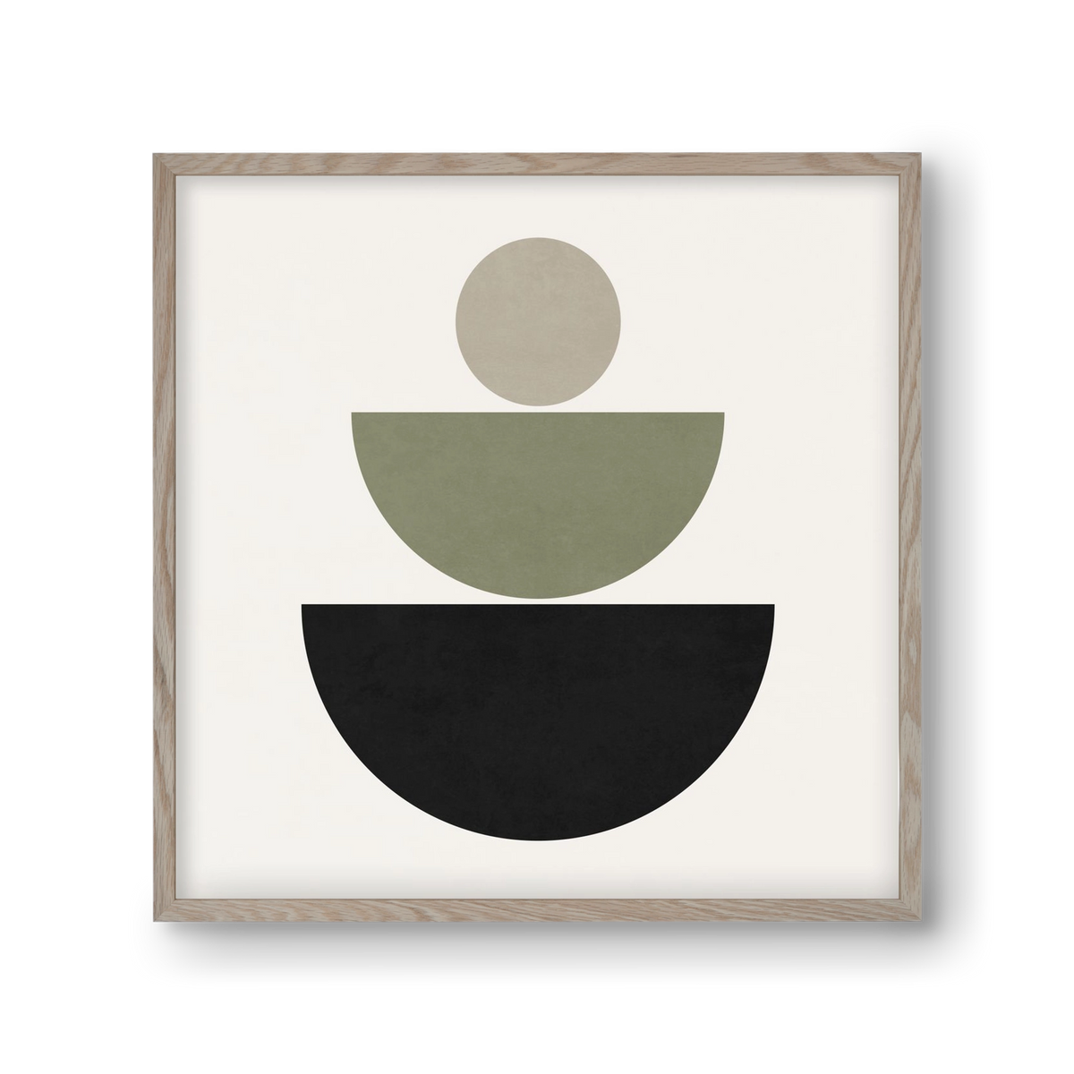 GEOMETRIC SHAPES  - GREEN AND BLACK, 30x30 cm (30x30 cm), Tölgy keret